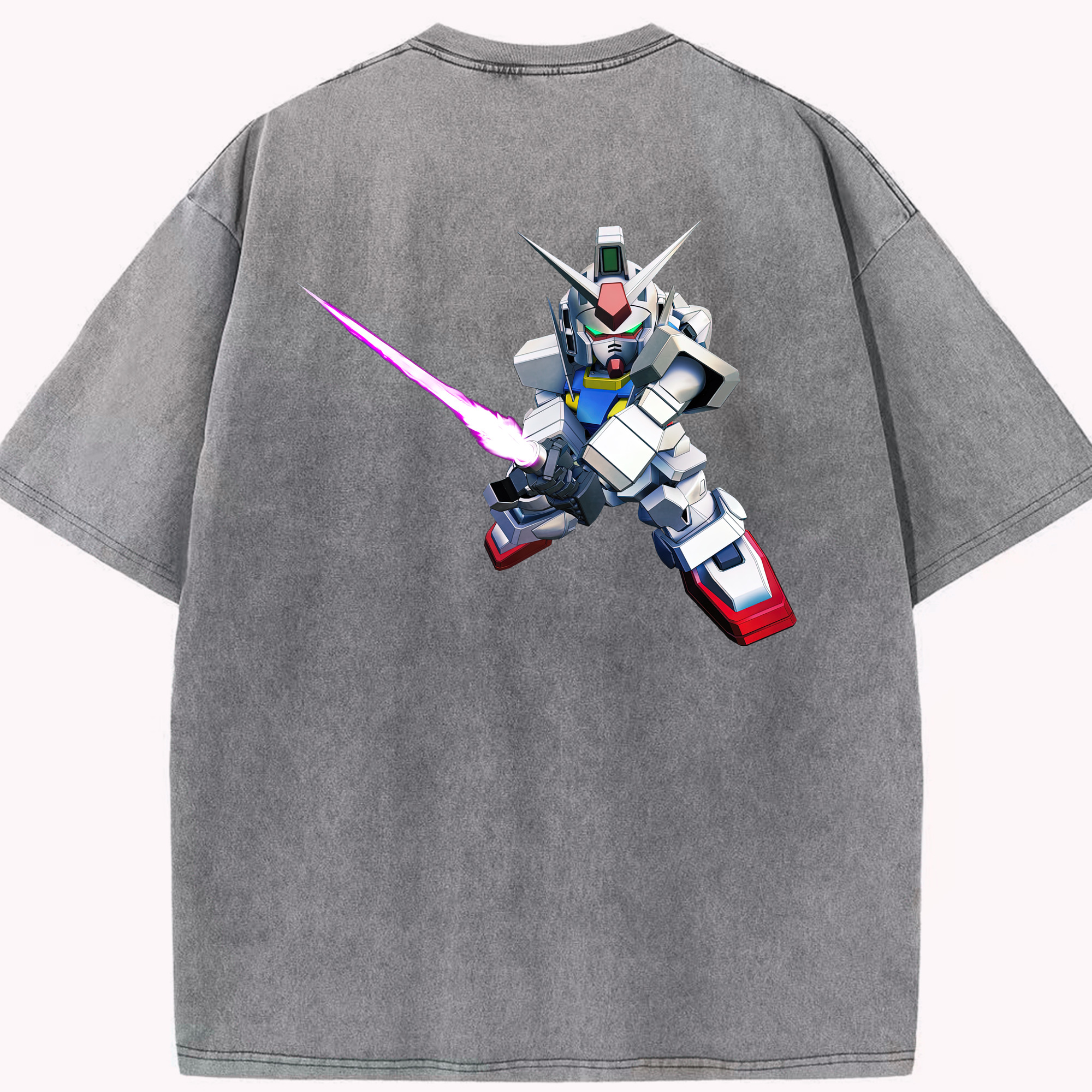 （画像用） 機動戦士ガンダム Mobile Suit Gundam 綿100% ヴィンテージ風 半袖Tシャツ（背面プリント）