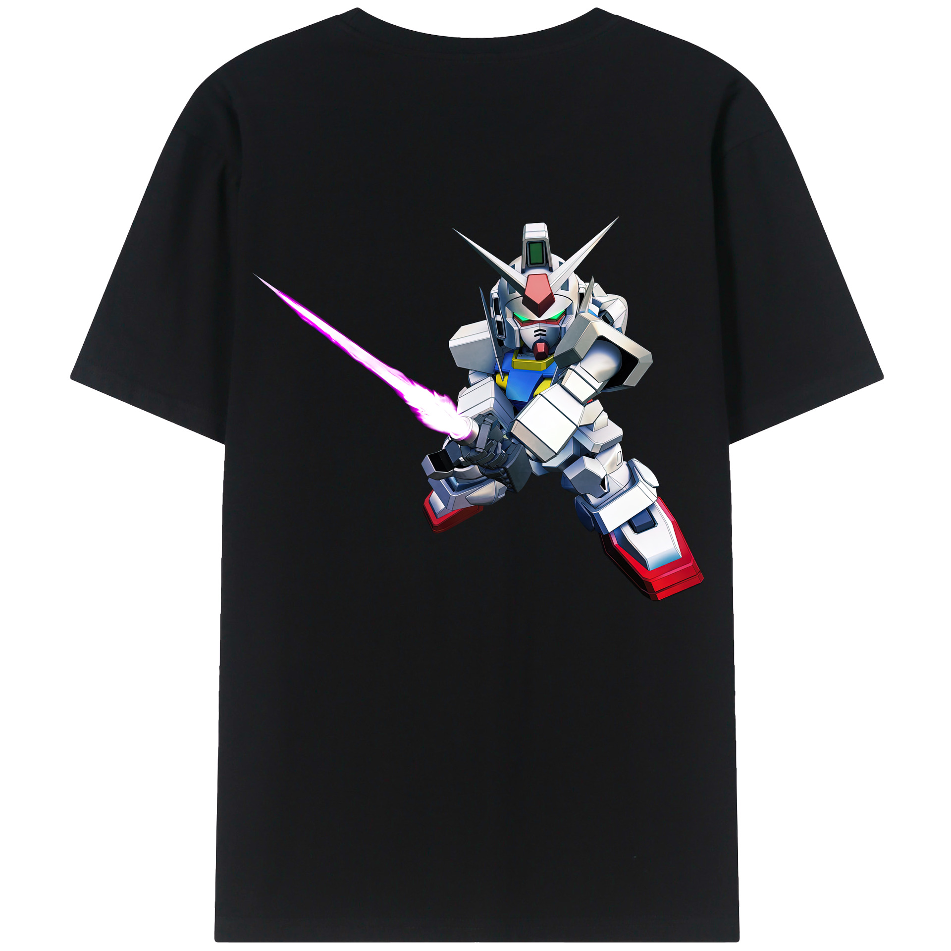 （画像用） 機動戦士ガンダム Mobile Suit Gundam 綿100％ メンズ半袖Tシャツ（バックプリント） 通気性