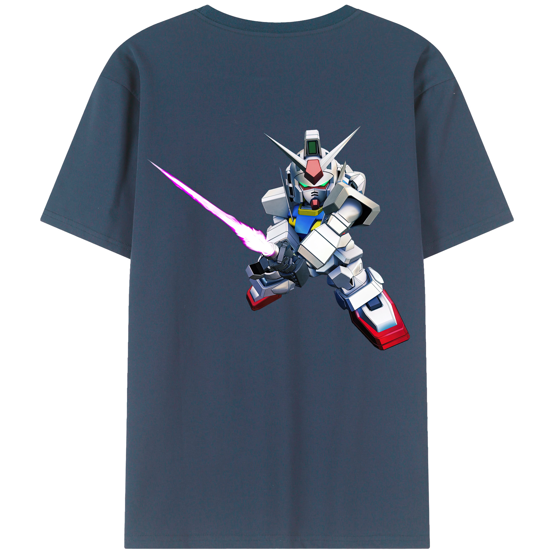 （画像用） 機動戦士ガンダム Mobile Suit Gundam 綿100％ メンズ半袖Tシャツ（バックプリント） 通気性