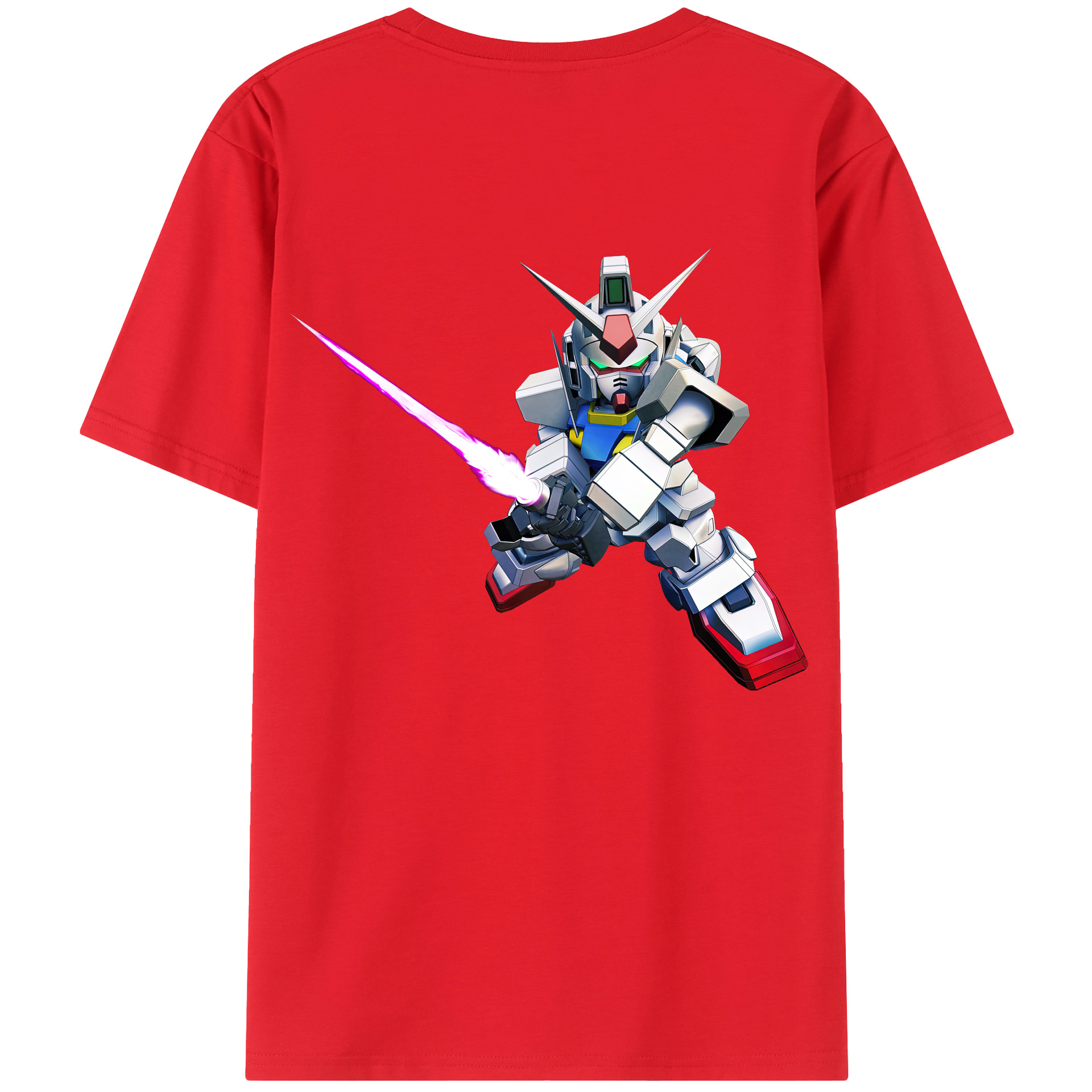（画像用） 機動戦士ガンダム Mobile Suit Gundam 綿100％ メンズ半袖Tシャツ（バックプリント） 通気性