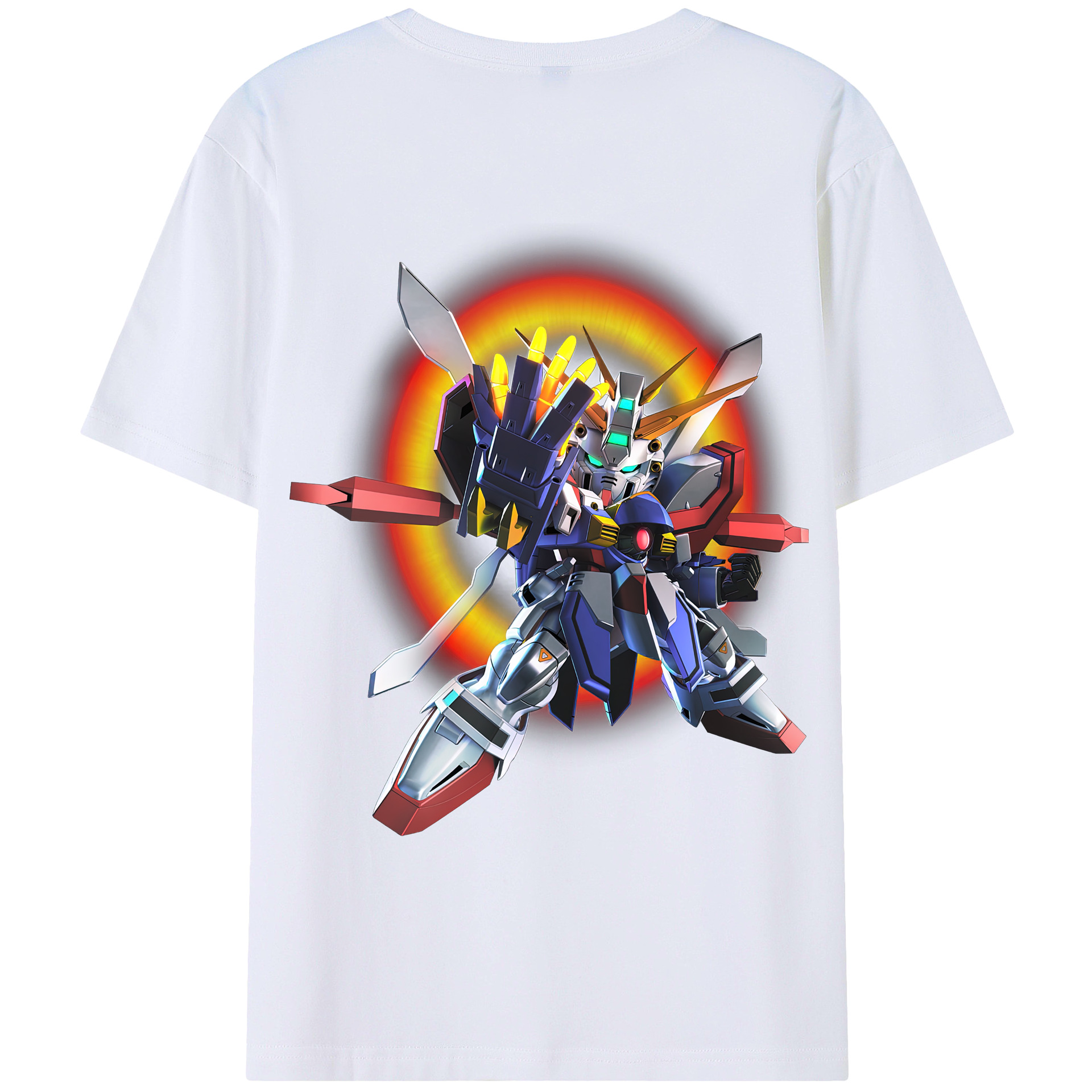 （画像用） 機動戦士ガンダム Mobile Suit Gundam 綿100％ メンズ半袖Tシャツ（バックプリント） 通気性