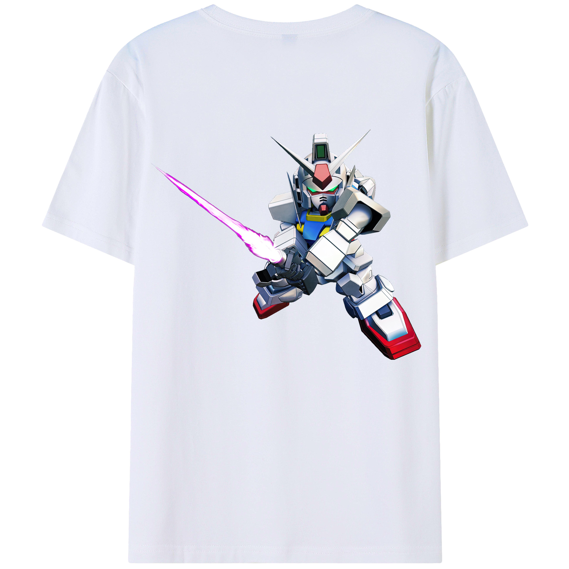 （画像用） 機動戦士ガンダム Mobile Suit Gundam 綿100％ メンズ半袖Tシャツ（バックプリント） 通気性