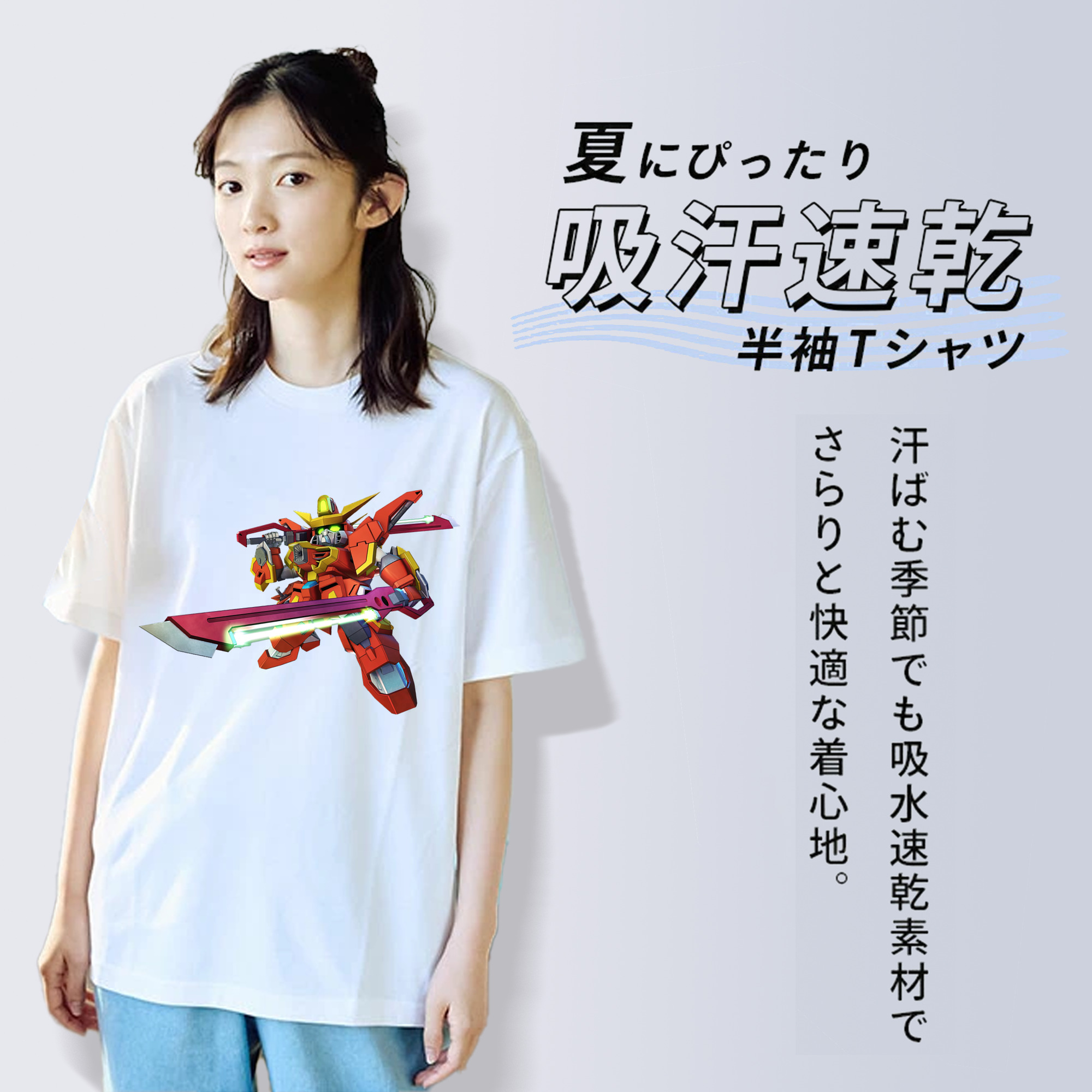機動戦士ガンダム Mobile Suit Gundam レディースカジュアルプリントTシャツ（綿100％）