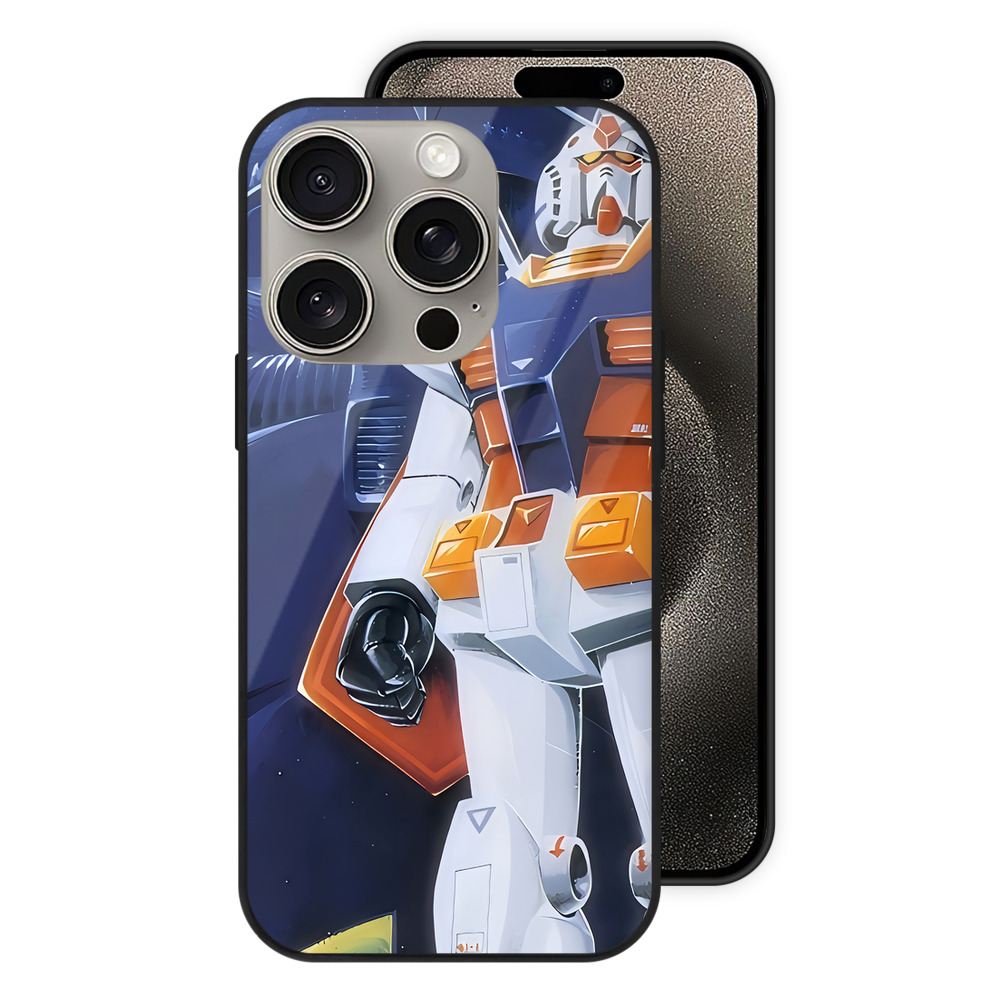 （画像用） 機動戦士ガンダム Mobile Suit Gundam 【iPhone15Pro対応】スマホケース 耐衝撃＆黄変防止 背面ガラス