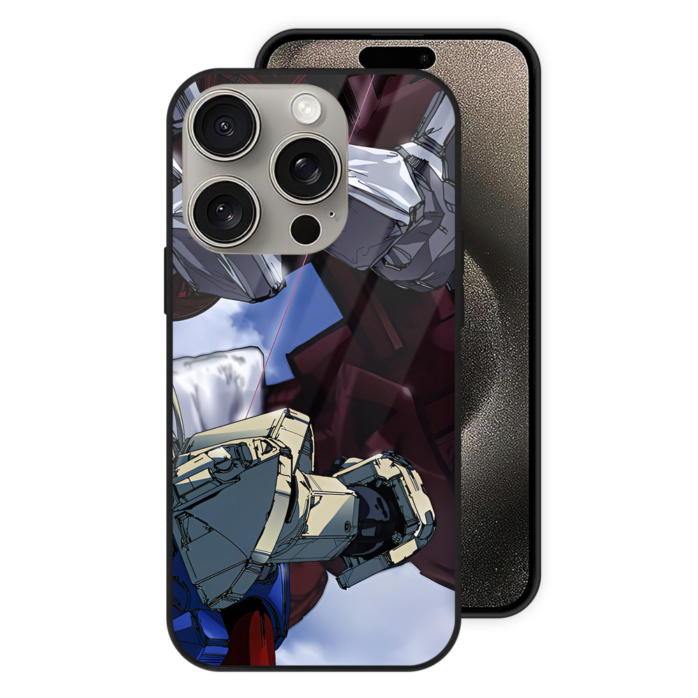 （画像用） 機動戦士ガンダム Mobile Suit Gundam 【iPhone15Pro対応】スマホケース 耐衝撃＆黄変防止 背面ガラス