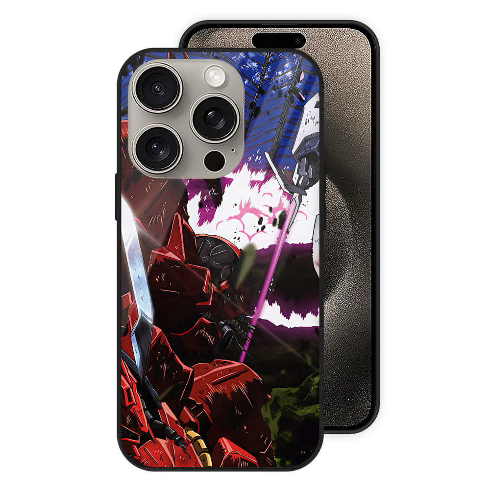 （画像用） 機動戦士ガンダム Mobile Suit Gundam 【iPhone15Pro対応】スマホケース 耐衝撃＆黄変防止 背面ガラス