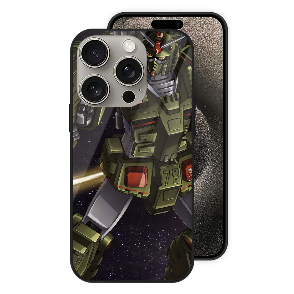 （画像用） 機動戦士ガンダム Mobile Suit Gundam 【iPhone15Pro対応】スマホケース 耐衝撃＆黄変防止 背面ガラス