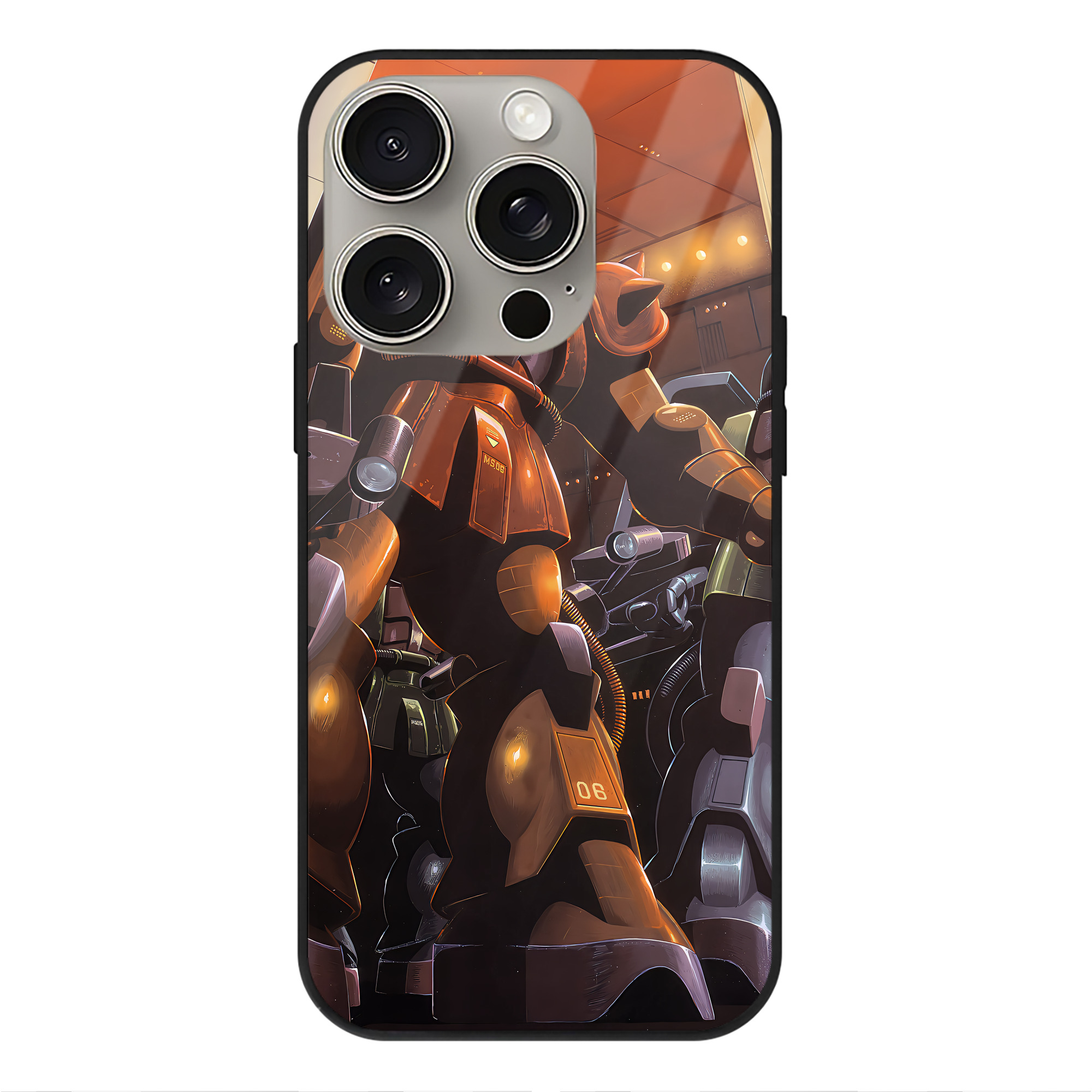 （画像用） 機動戦士ガンダム Mobile Suit Gundam 【iPhone15Pro対応】スマホケース 耐衝撃＆黄変防止 背面ガラス