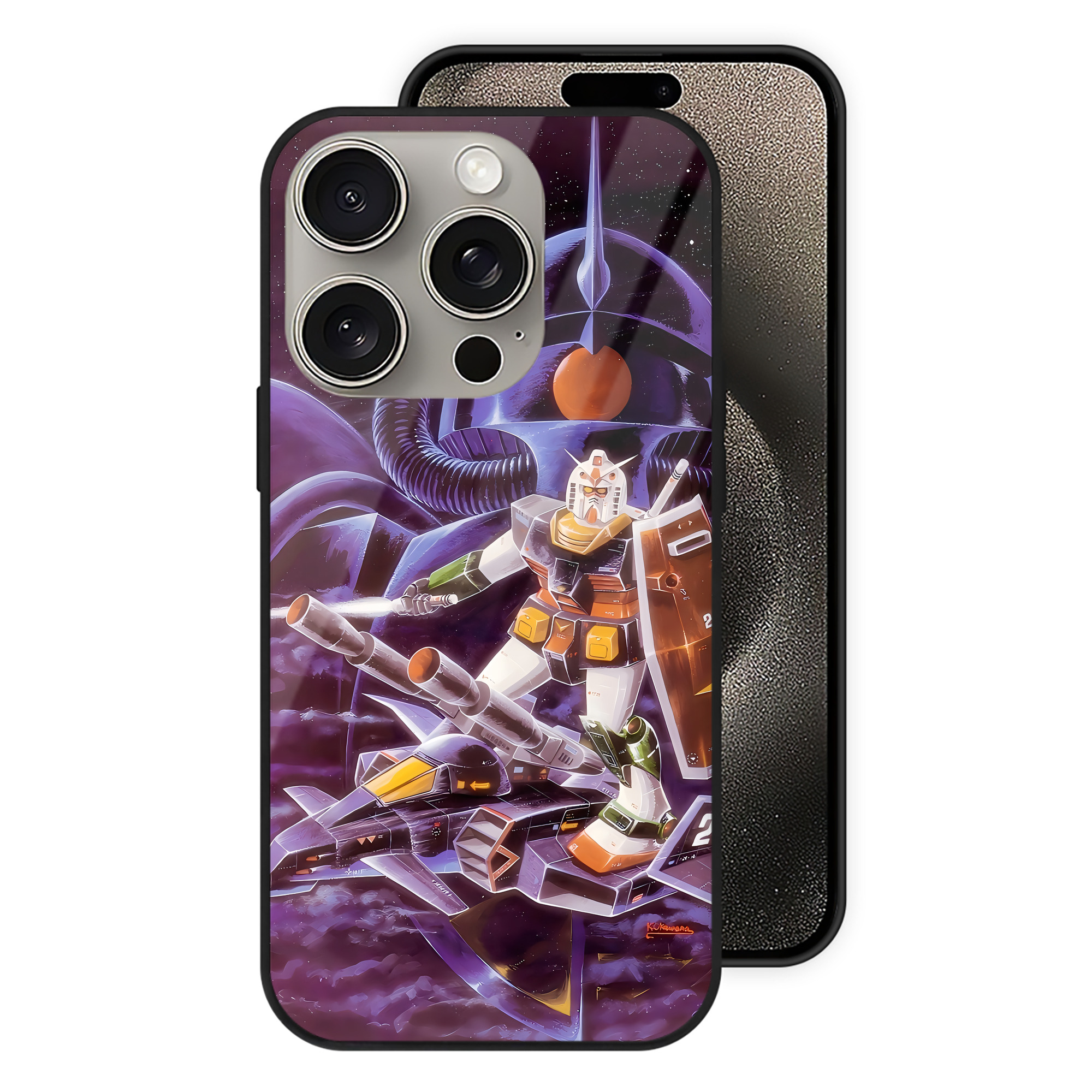 （画像用） 機動戦士ガンダム Mobile Suit Gundam 【iPhone15Pro対応】スマホケース 耐衝撃＆黄変防止 背面ガラス