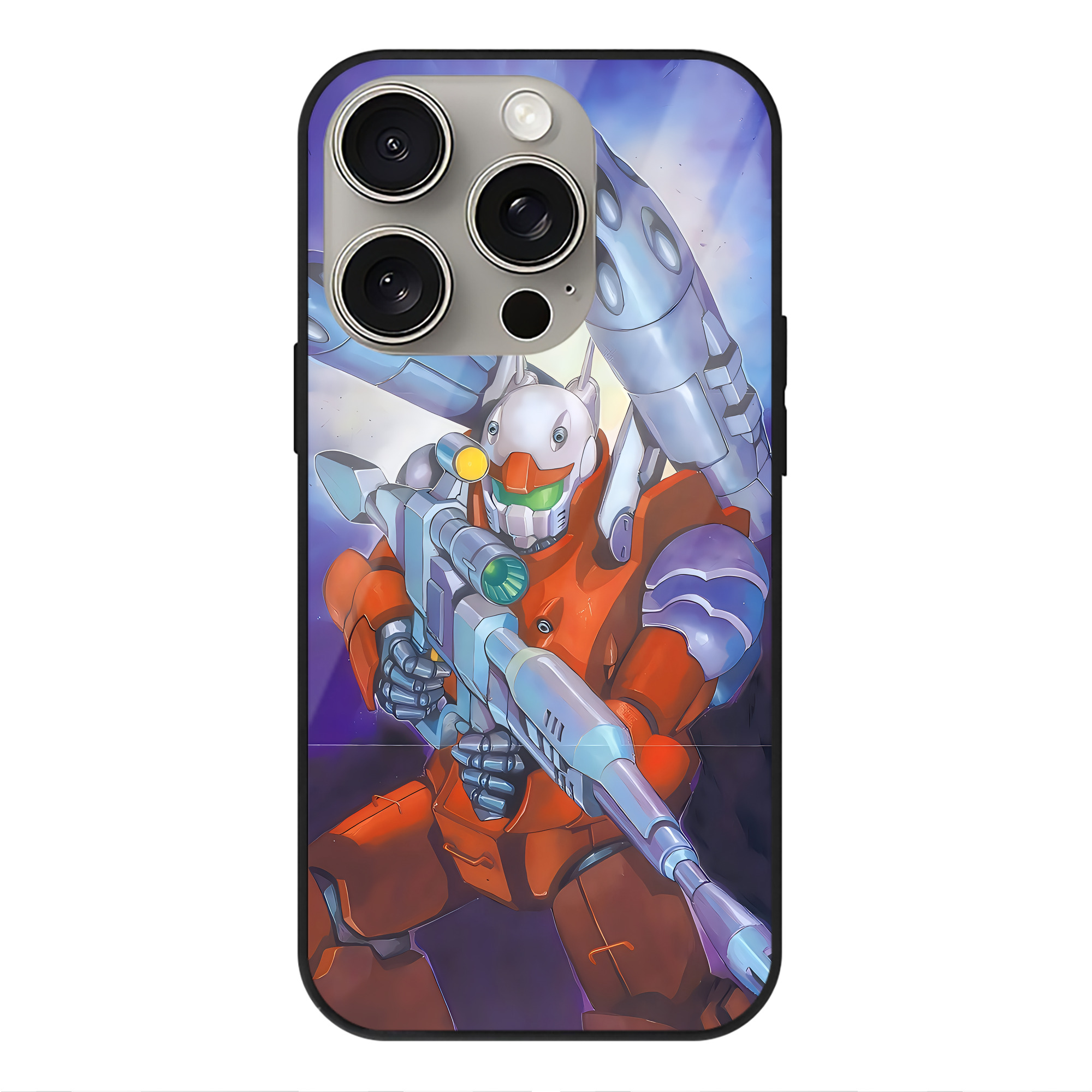 （画像用） 機動戦士ガンダム Mobile Suit Gundam 【iPhone15Pro対応】スマホケース 耐衝撃＆黄変防止 背面ガラス