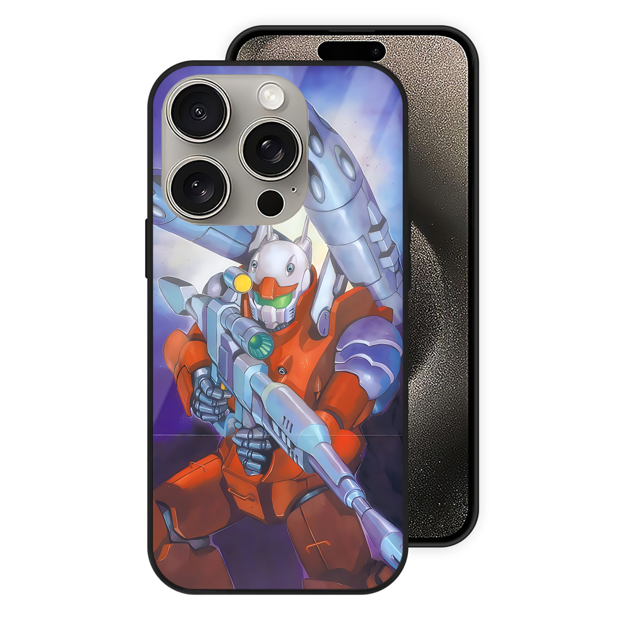 （画像用） 機動戦士ガンダム Mobile Suit Gundam 【iPhone15Pro対応】スマホケース 耐衝撃＆黄変防止 背面ガラス