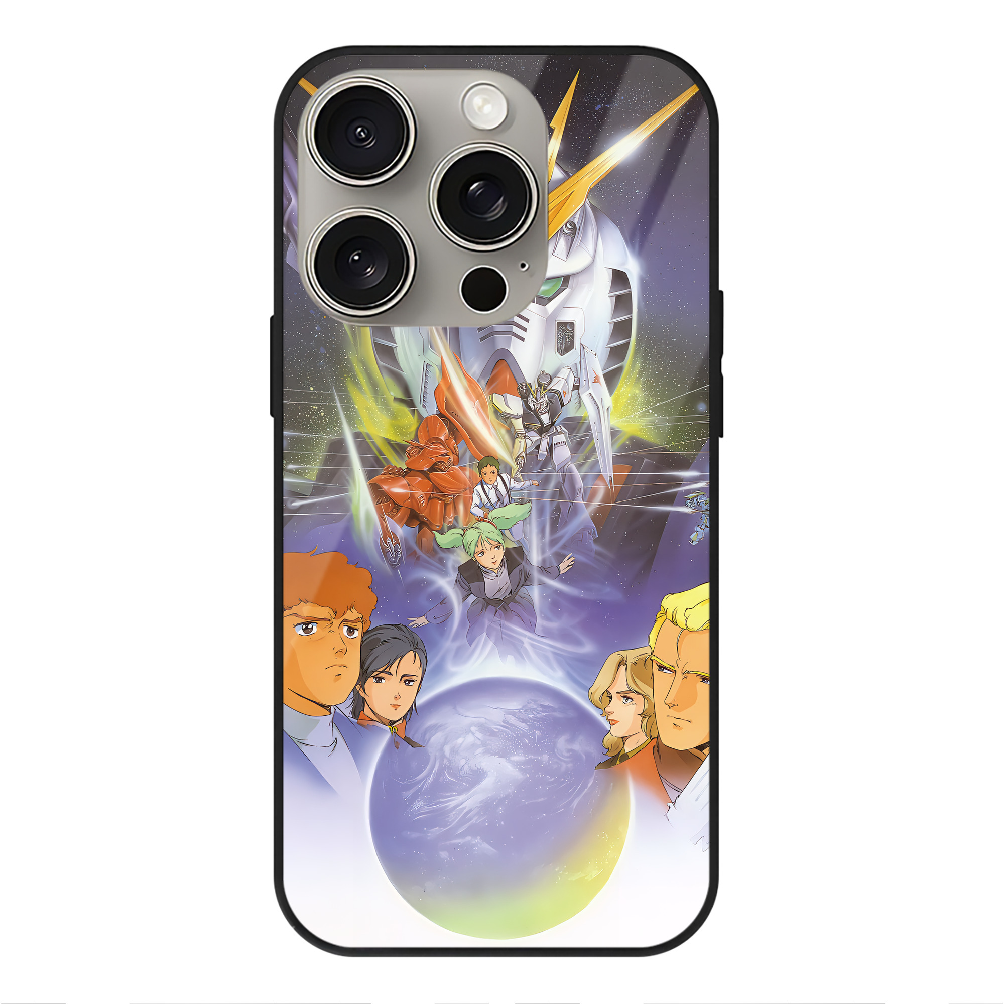 （画像用） 機動戦士ガンダム Mobile Suit Gundam 【iPhone15Pro対応】スマホケース 耐衝撃＆黄変防止 背面ガラス