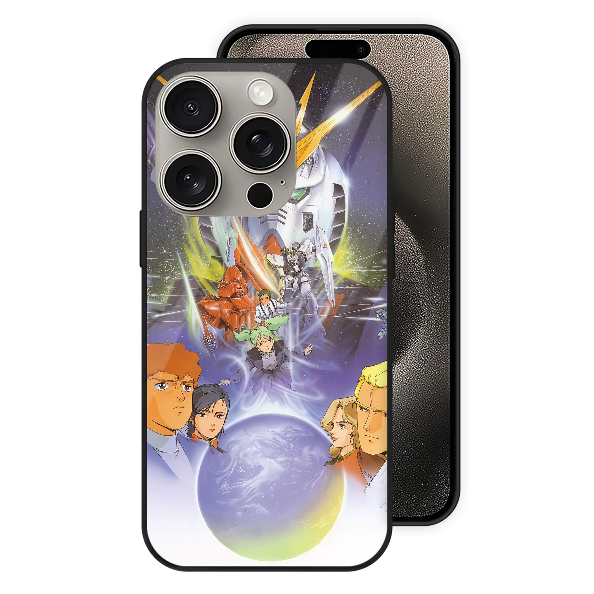 （画像用） 機動戦士ガンダム Mobile Suit Gundam 【iPhone15Pro対応】スマホケース 耐衝撃＆黄変防止 背面ガラス