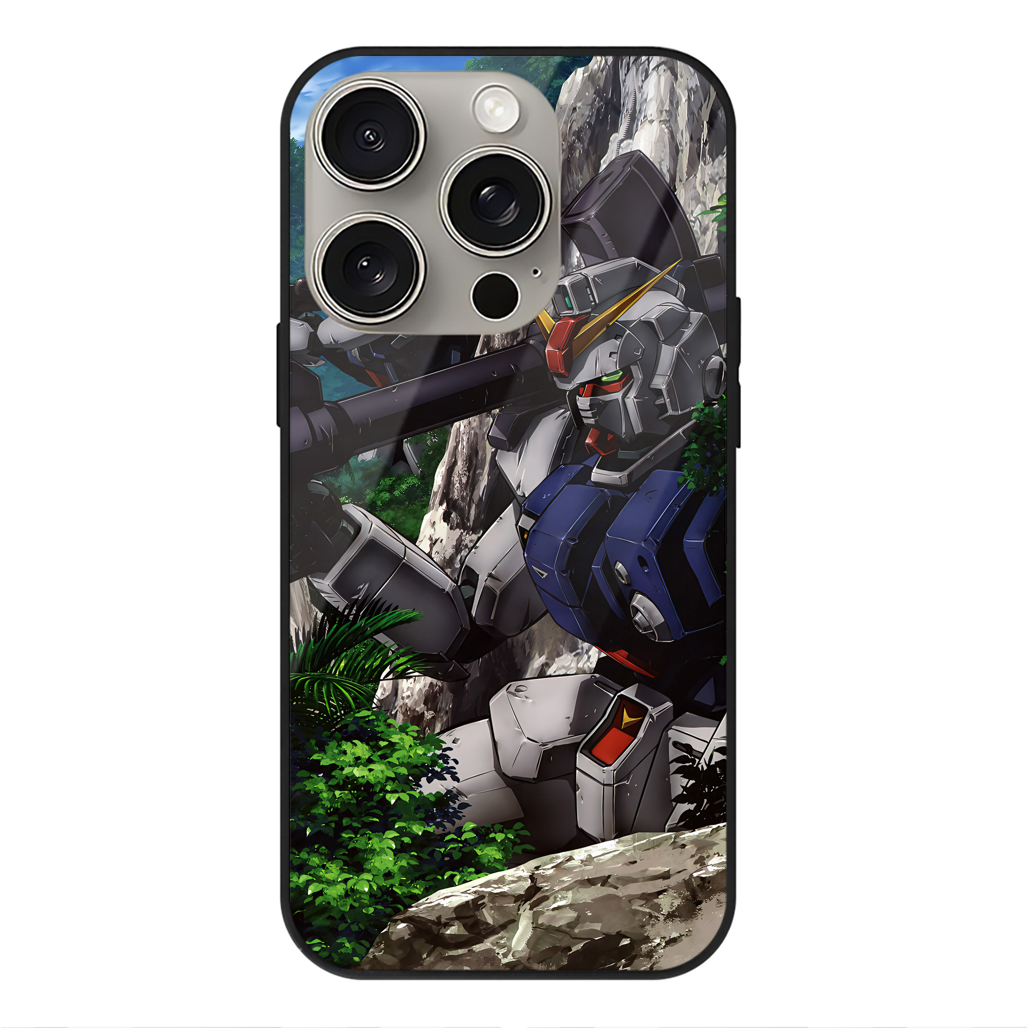 （画像用） 機動戦士ガンダム Mobile Suit Gundam 【iPhone15Pro対応】スマホケース 耐衝撃＆黄変防止 背面ガラス