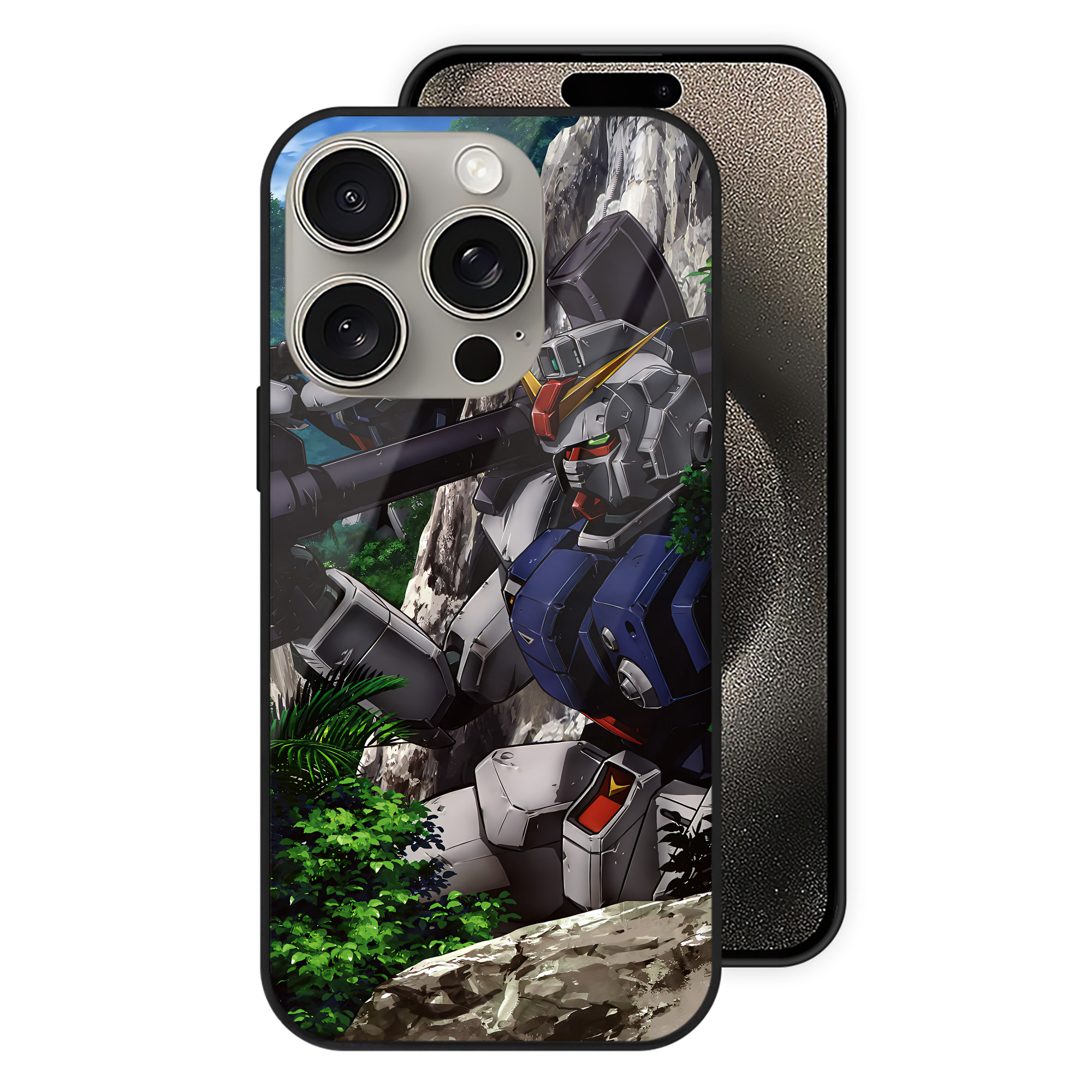 （画像用） 機動戦士ガンダム Mobile Suit Gundam 【iPhone15Pro対応】スマホケース 耐衝撃＆黄変防止 背面ガラス