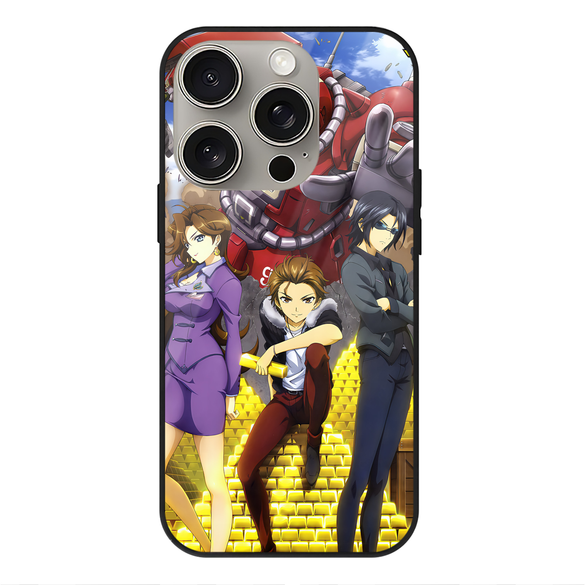 （画像用） 機動戦士ガンダム Mobile Suit Gundam 【iPhone15Pro対応】スマホケース 耐衝撃＆黄変防止 背面ガラス