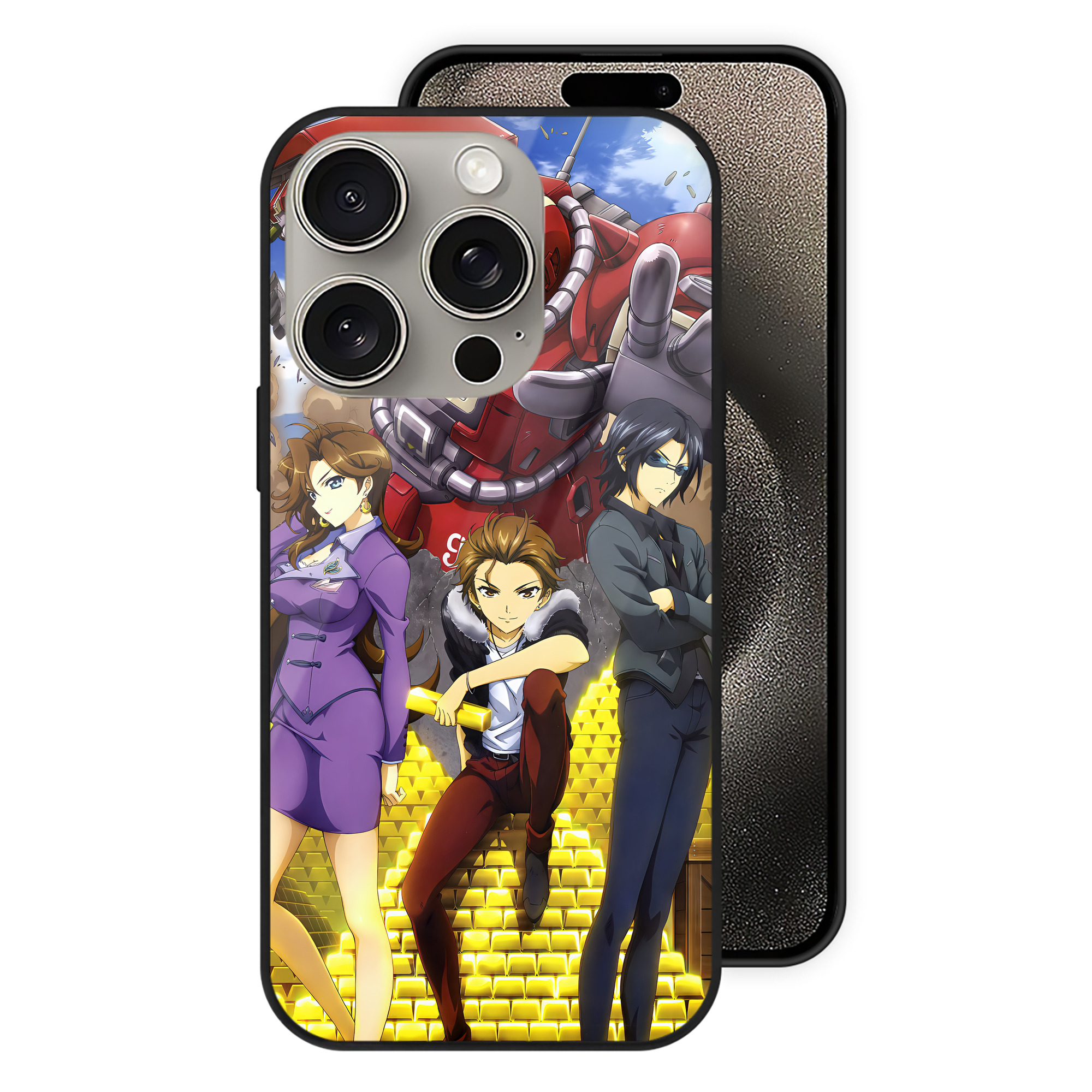 （画像用） 機動戦士ガンダム Mobile Suit Gundam 【iPhone15Pro対応】スマホケース 耐衝撃＆黄変防止 背面ガラス