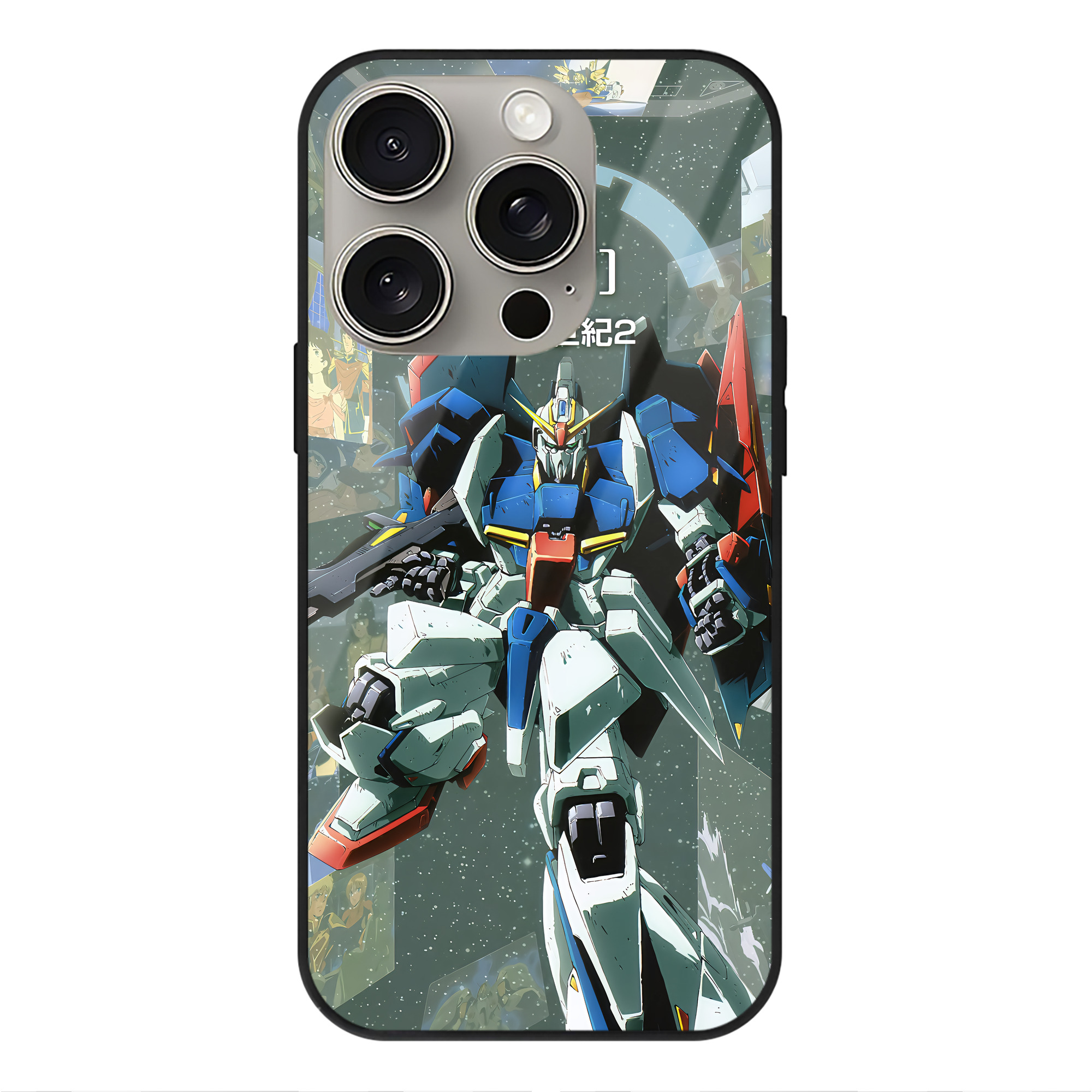 （画像用） 機動戦士ガンダム Mobile Suit Gundam 【iPhone15Pro対応】スマホケース 耐衝撃＆黄変防止 背面ガラス