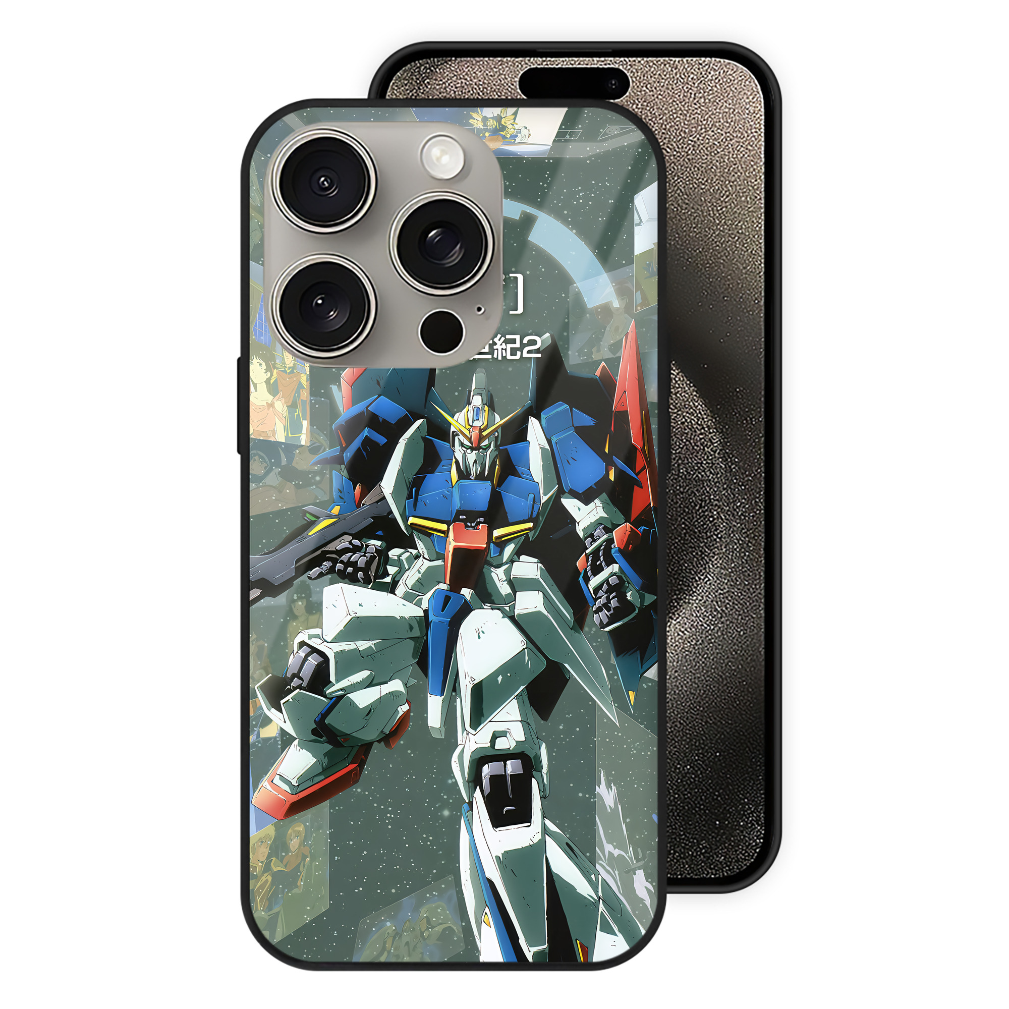 （画像用） 機動戦士ガンダム Mobile Suit Gundam 【iPhone15Pro対応】スマホケース 耐衝撃＆黄変防止 背面ガラス