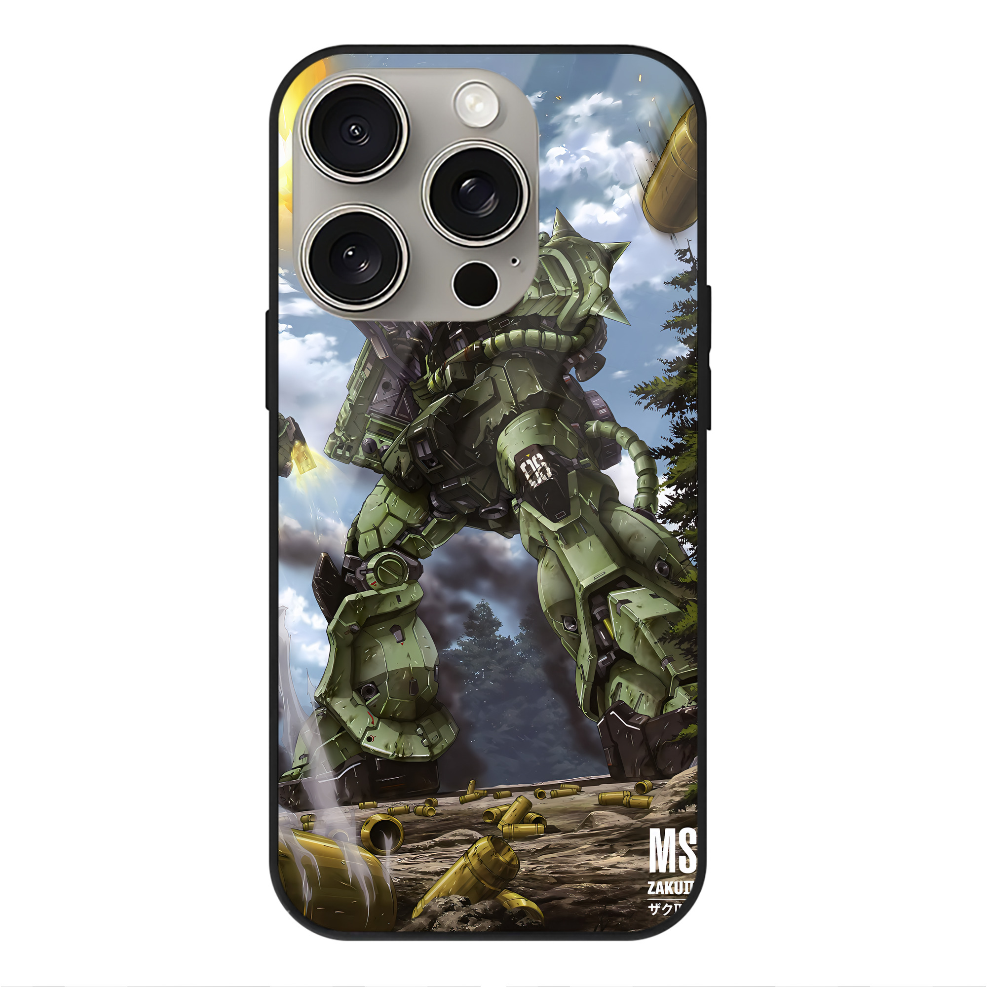 （画像用） 機動戦士ガンダム Mobile Suit Gundam 【iPhone15Pro対応】スマホケース 耐衝撃＆黄変防止 背面ガラス