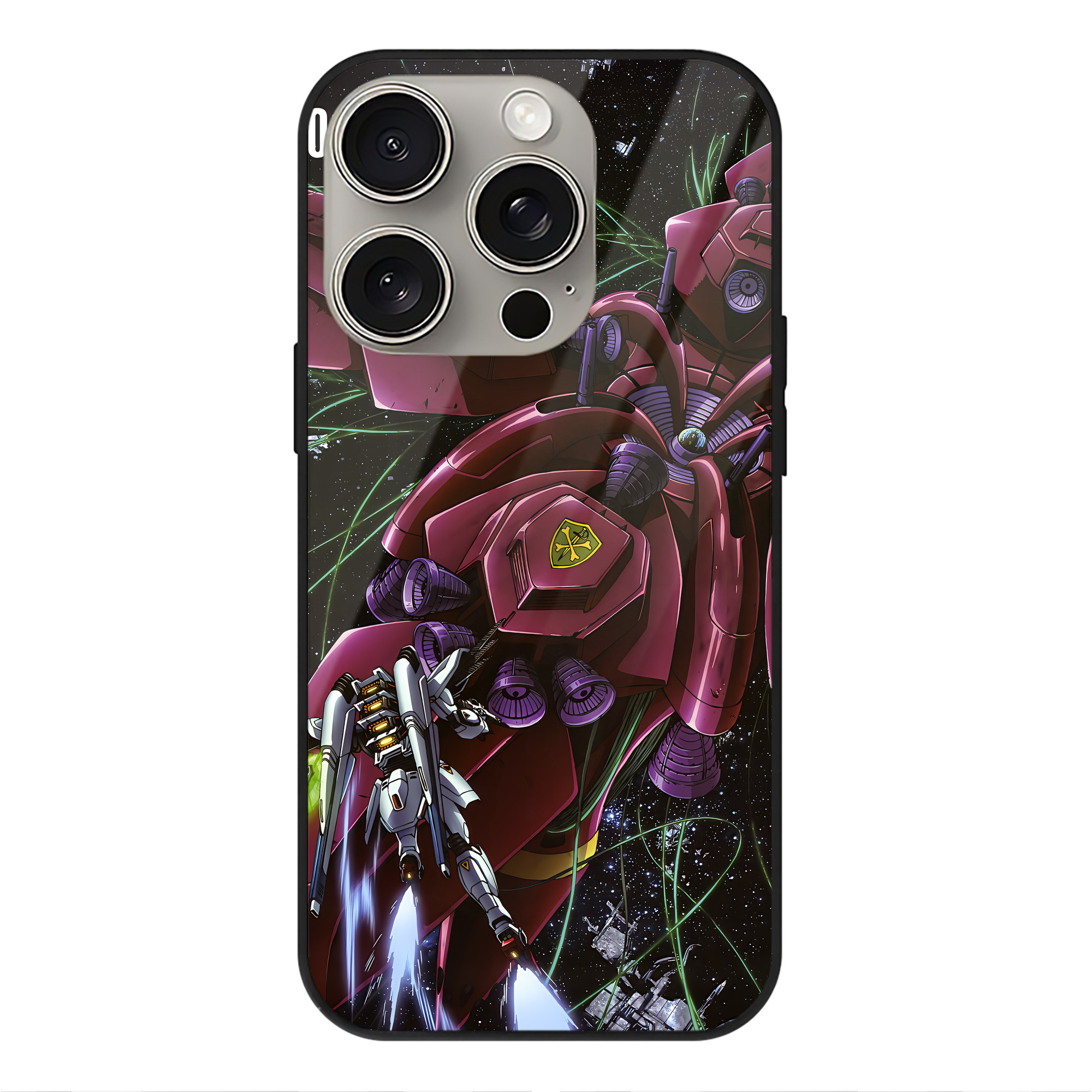 （画像用） 機動戦士ガンダム Mobile Suit Gundam 【iPhone15Pro対応】スマホケース 耐衝撃＆黄変防止 背面ガラス
