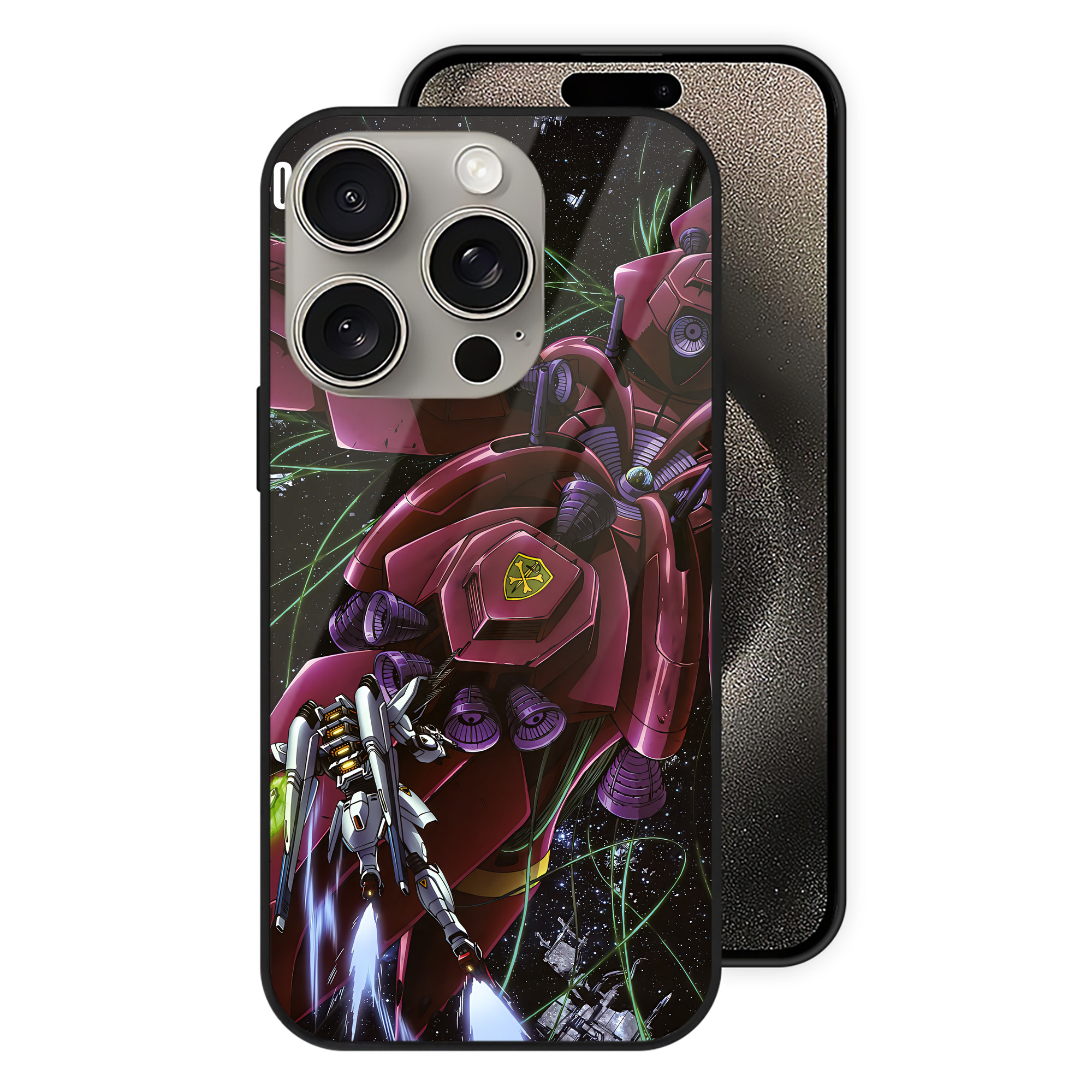 （画像用） 機動戦士ガンダム Mobile Suit Gundam 【iPhone15Pro対応】スマホケース 耐衝撃＆黄変防止 背面ガラス