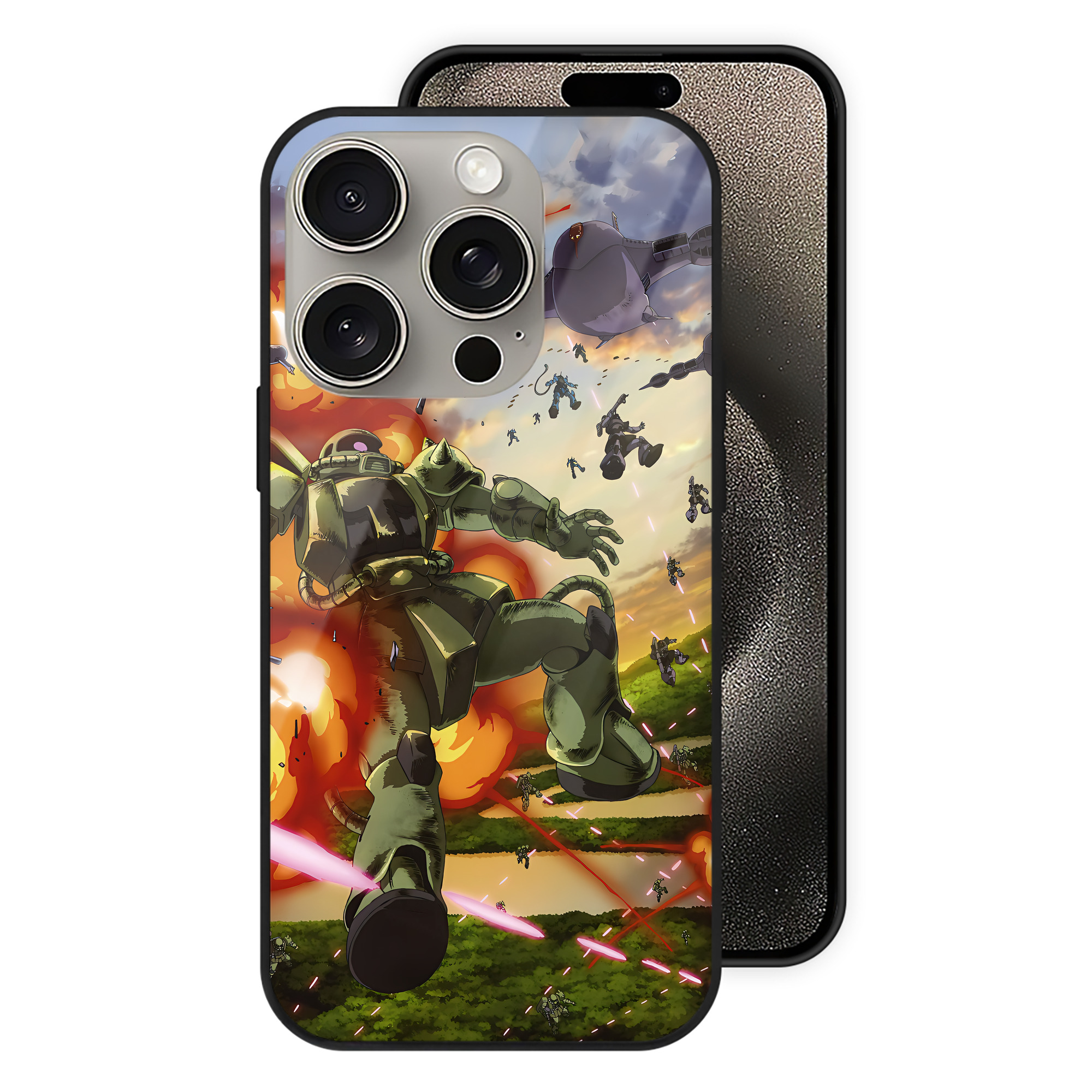 （画像用） 機動戦士ガンダム Mobile Suit Gundam 【iPhone15Pro対応】スマホケース 耐衝撃＆黄変防止 背面ガラス