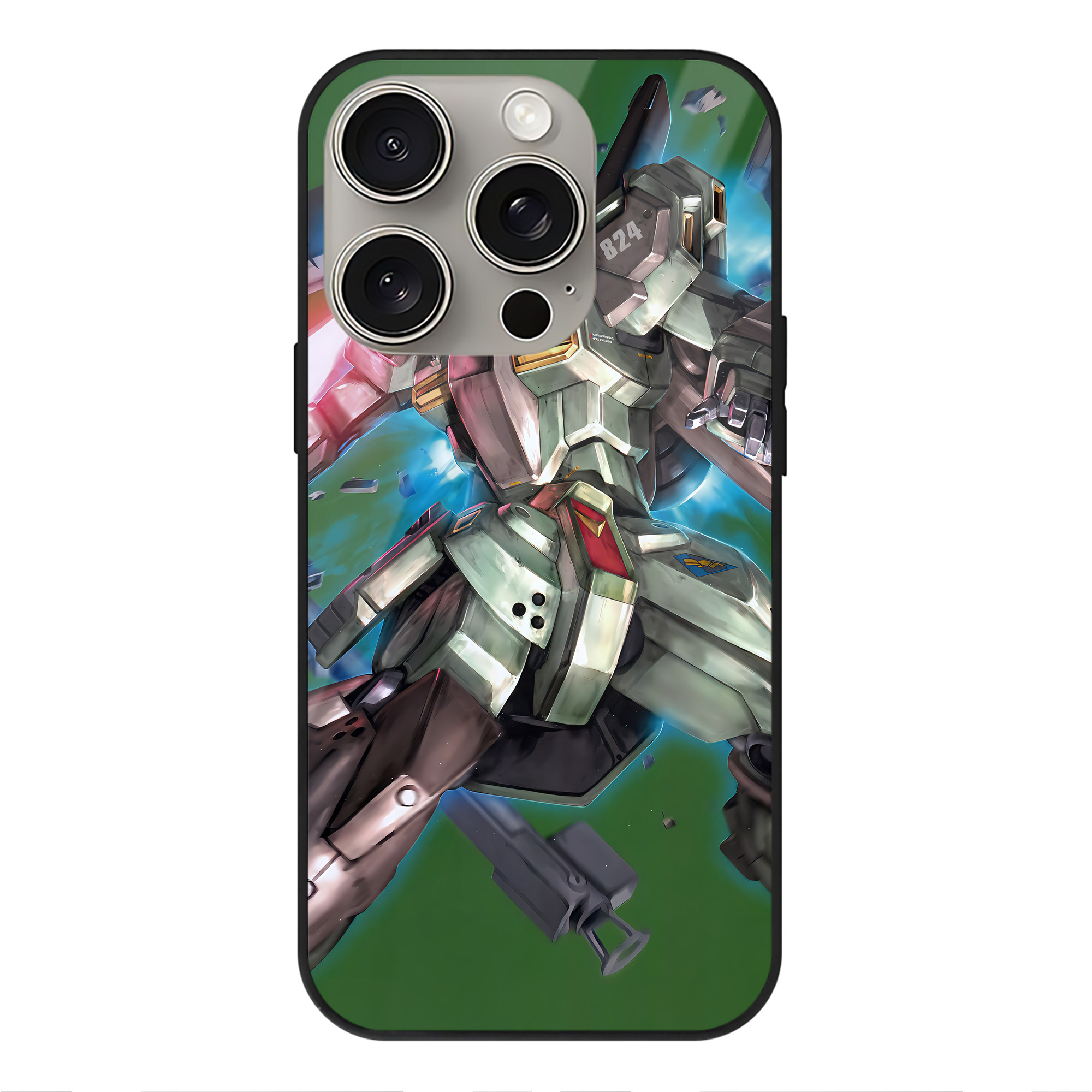 （画像用） 機動戦士ガンダム Mobile Suit Gundam 【iPhone15Pro対応】スマホケース 耐衝撃＆黄変防止 背面ガラス
