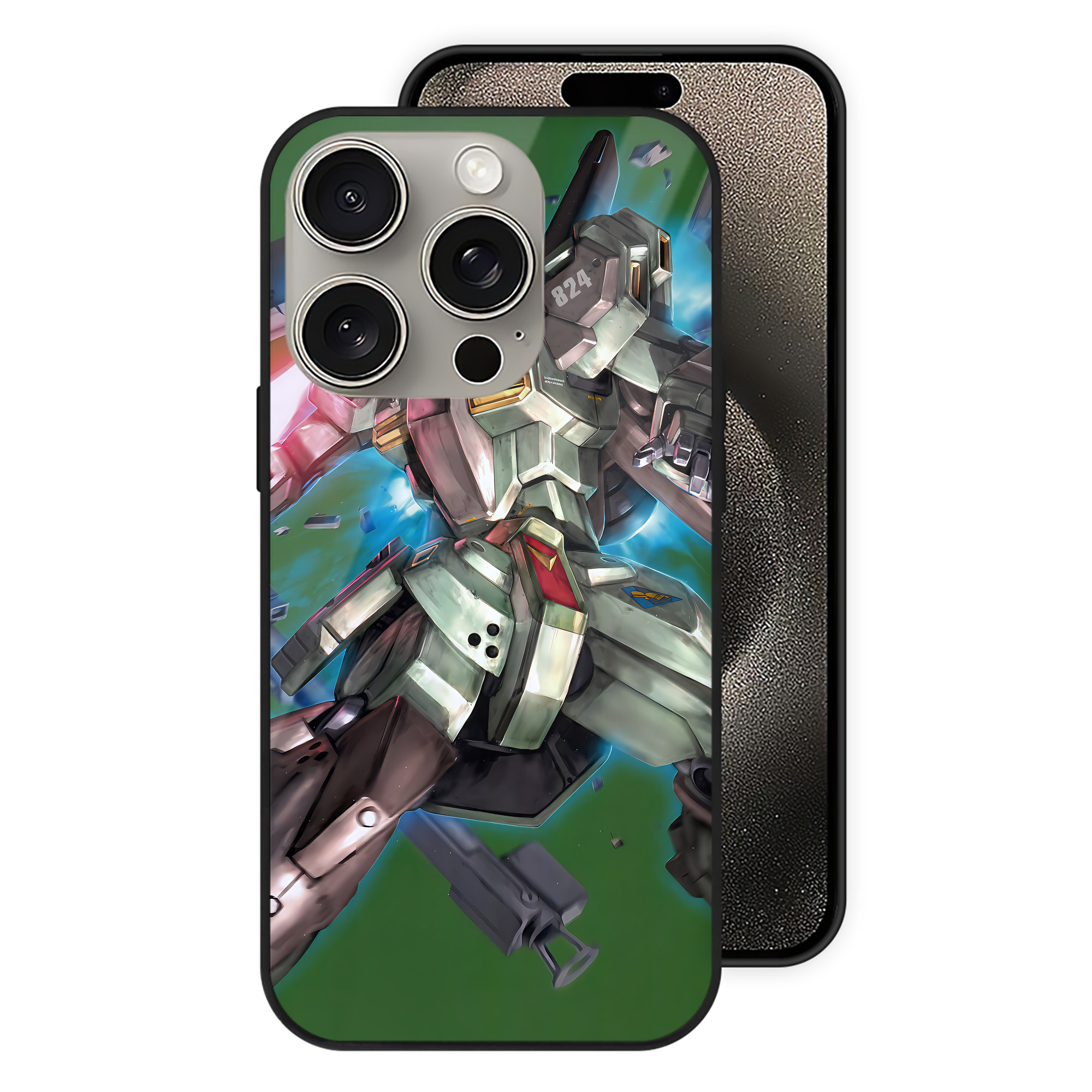 （画像用） 機動戦士ガンダム Mobile Suit Gundam 【iPhone15Pro対応】スマホケース 耐衝撃＆黄変防止 背面ガラス