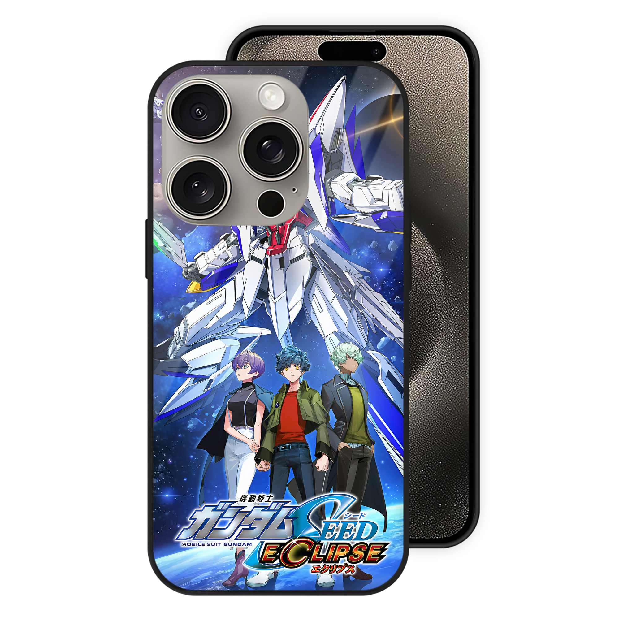 （画像用） 機動戦士ガンダム Mobile Suit Gundam 【iPhone15Pro対応】スマホケース 耐衝撃＆黄変防止 背面ガラス