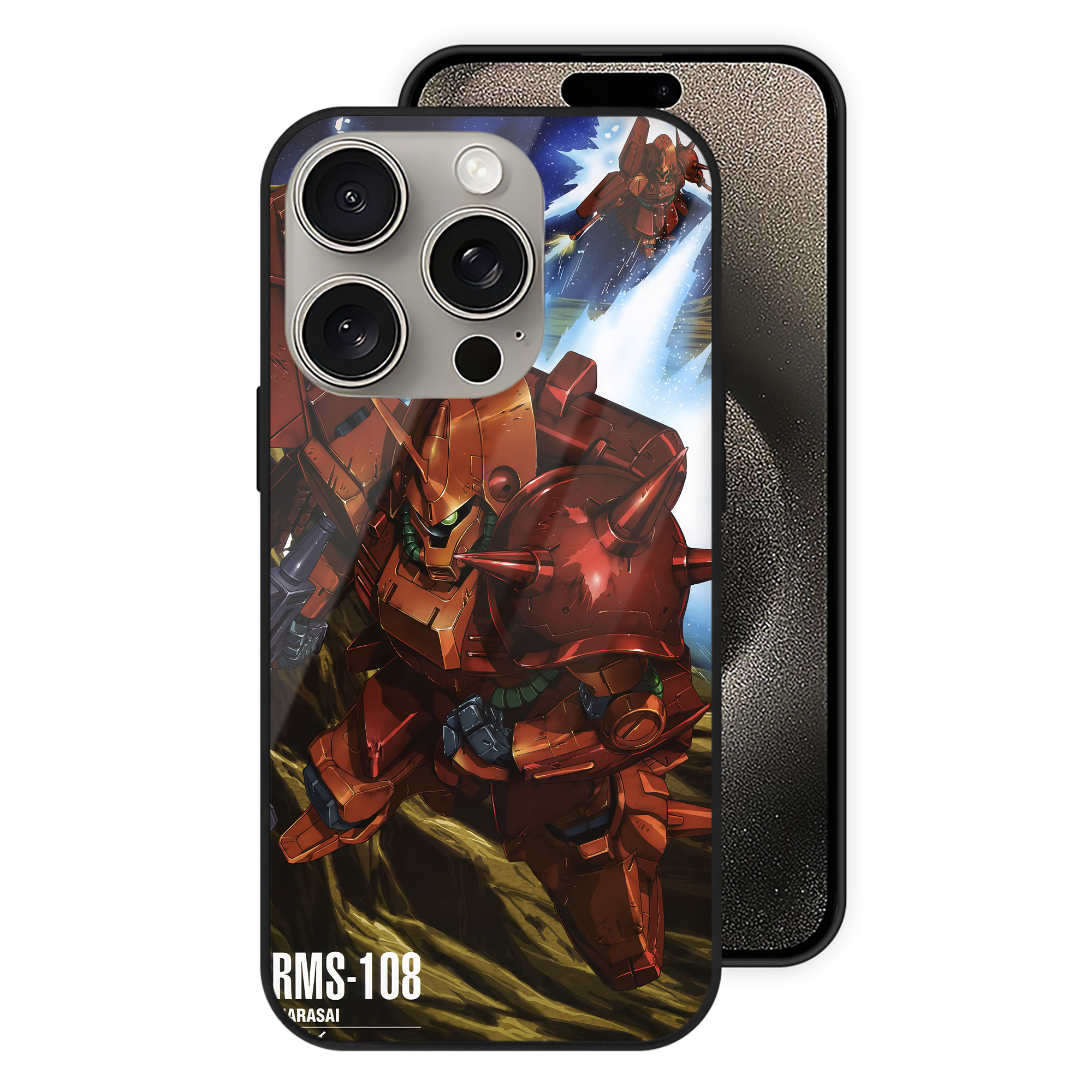 （画像用） 機動戦士ガンダム Mobile Suit Gundam 【iPhone15Pro対応】スマホケース 耐衝撃＆黄変防止 背面ガラス