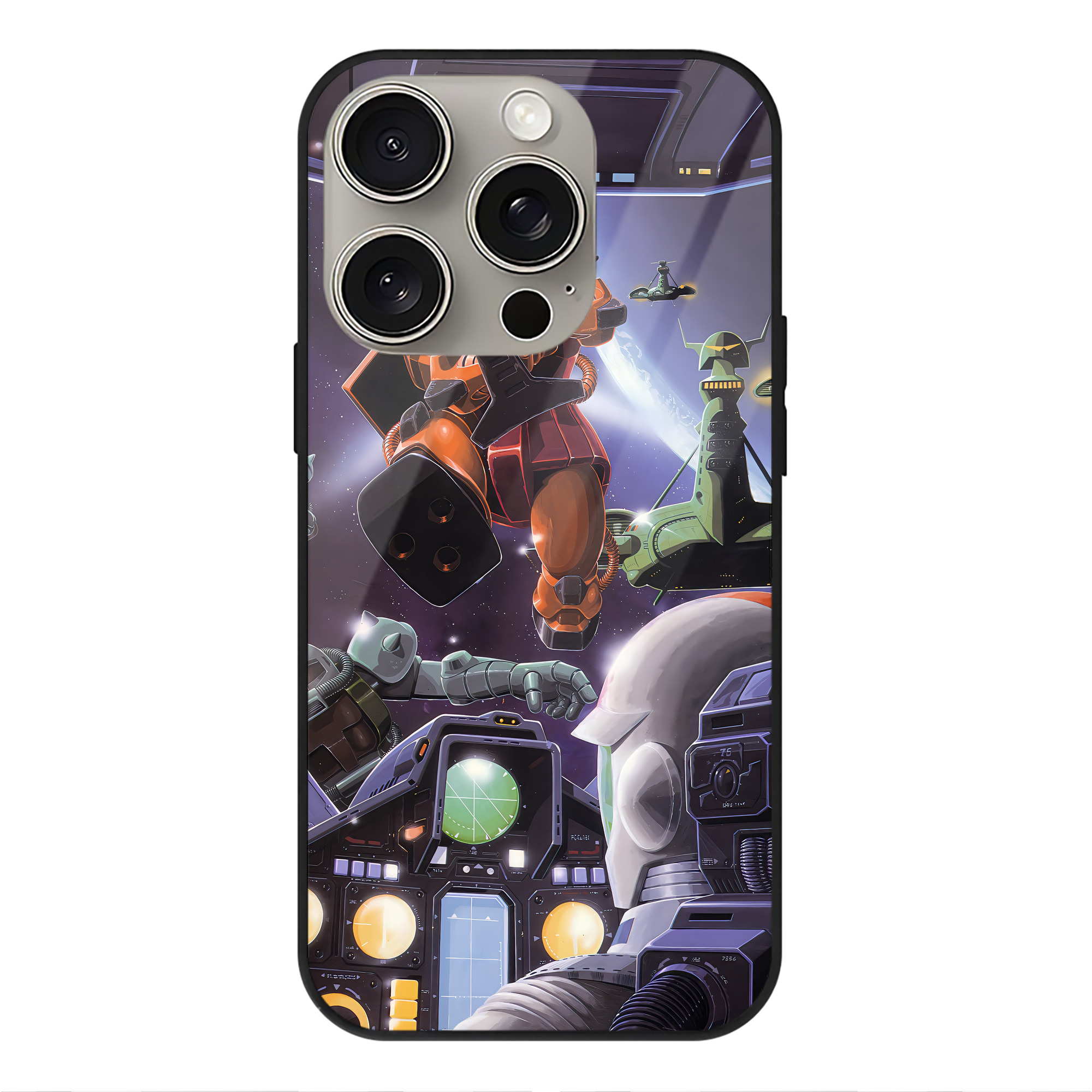 （画像用） 機動戦士ガンダム Mobile Suit Gundam 【iPhone15Pro対応】スマホケース 耐衝撃＆黄変防止 背面ガラス
