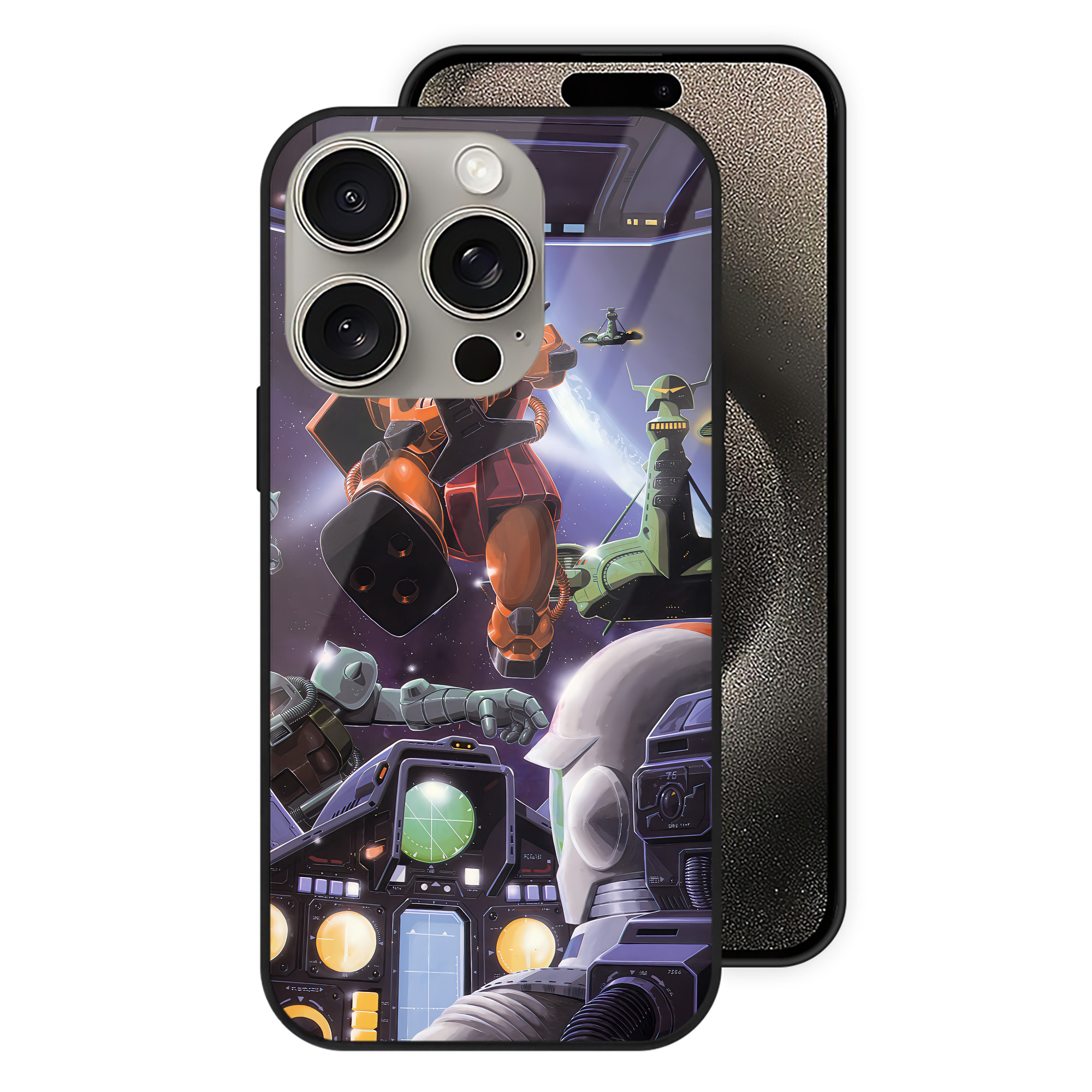 （画像用） 機動戦士ガンダム Mobile Suit Gundam 【iPhone15Pro対応】スマホケース 耐衝撃＆黄変防止 背面ガラス