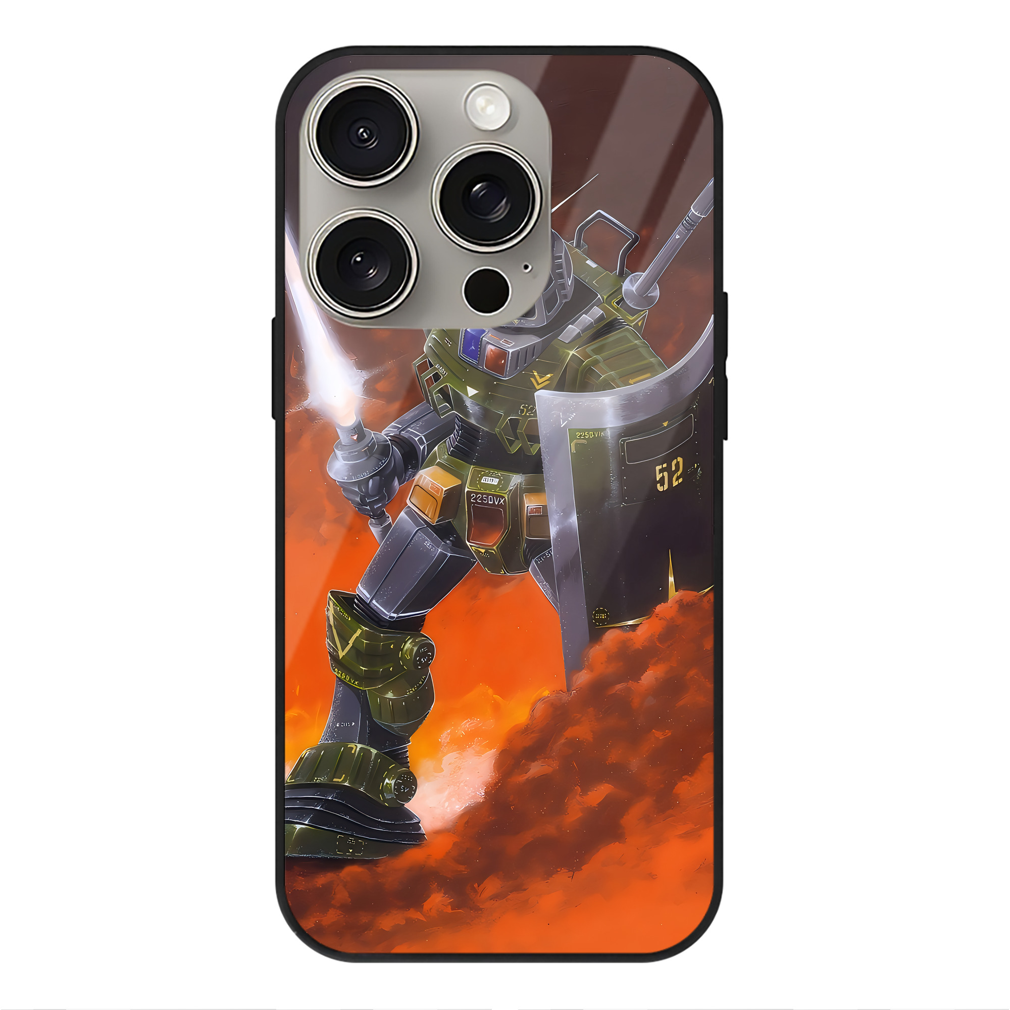 （画像用） 機動戦士ガンダム Mobile Suit Gundam 【iPhone15Pro対応】スマホケース 耐衝撃＆黄変防止 背面ガラス