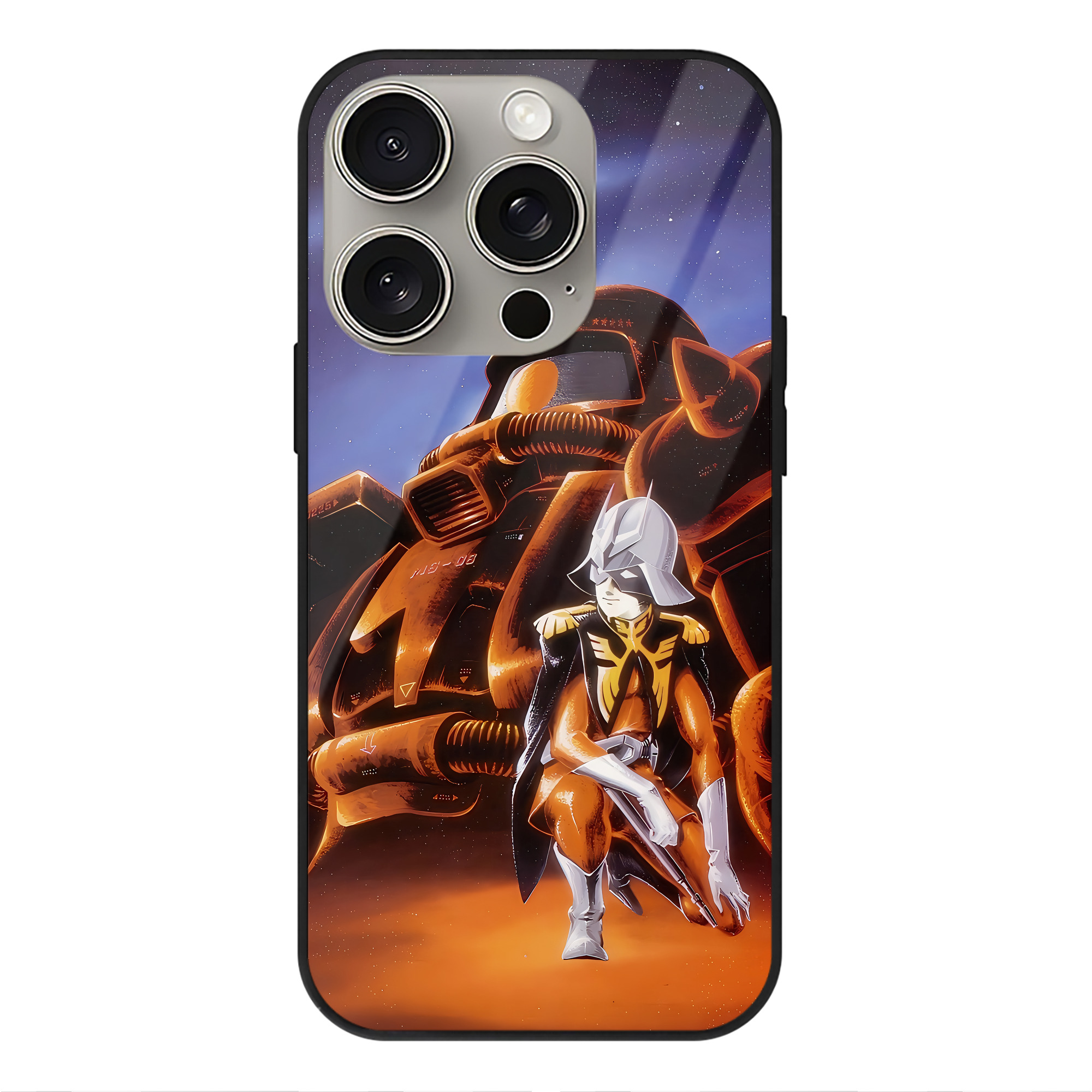 （画像用） 機動戦士ガンダム Mobile Suit Gundam 【iPhone15Pro対応】スマホケース 耐衝撃＆黄変防止 背面ガラス