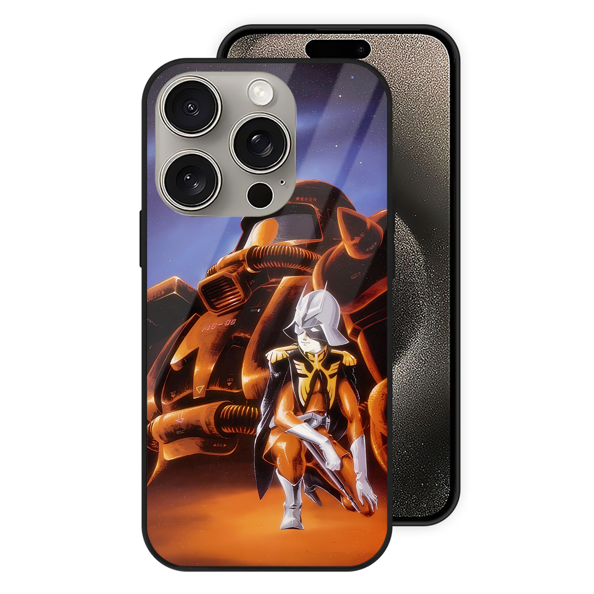 （画像用） 機動戦士ガンダム Mobile Suit Gundam 【iPhone15Pro対応】スマホケース 耐衝撃＆黄変防止 背面ガラス
