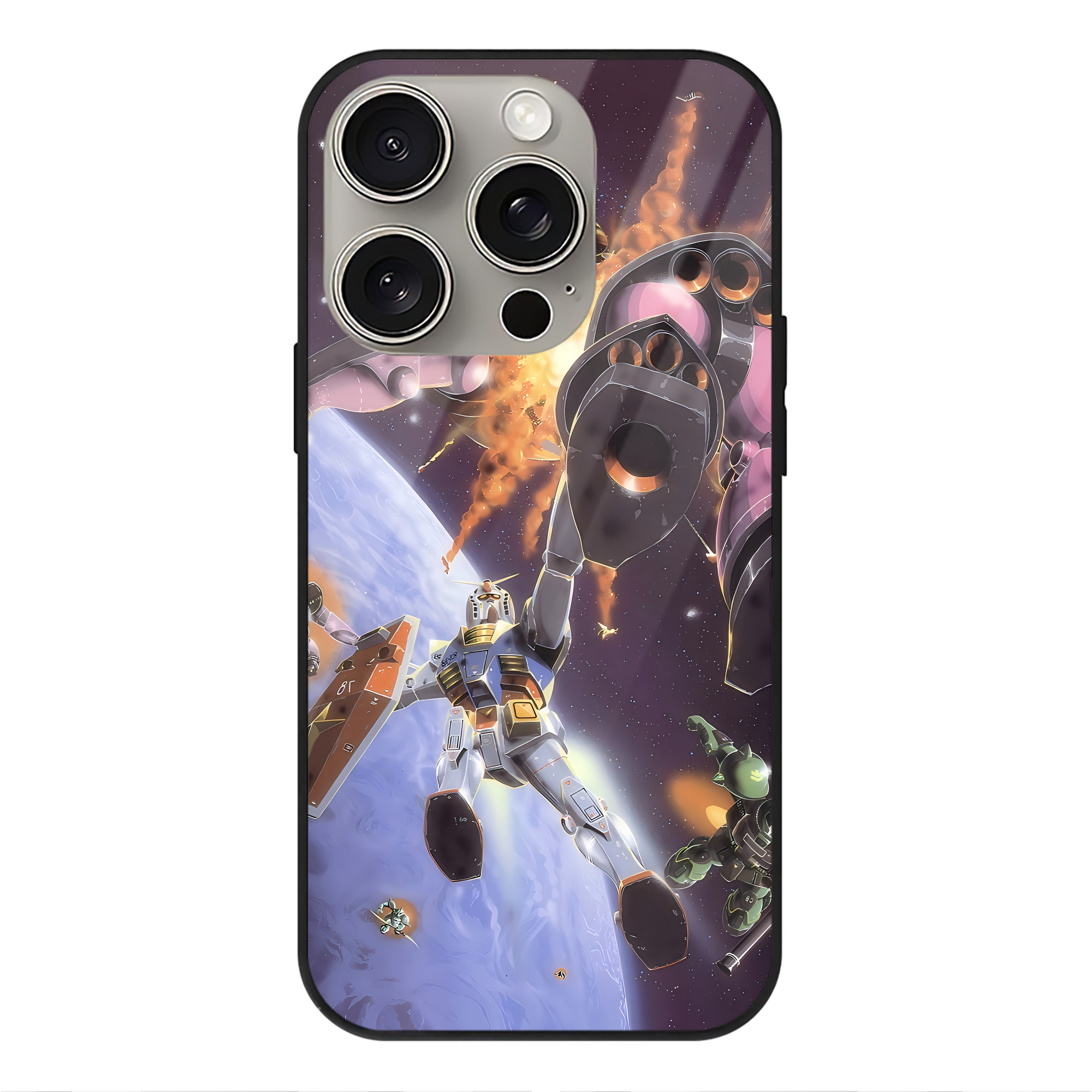 （画像用） 機動戦士ガンダム Mobile Suit Gundam 【iPhone15Pro対応】スマホケース 耐衝撃＆黄変防止 背面ガラス