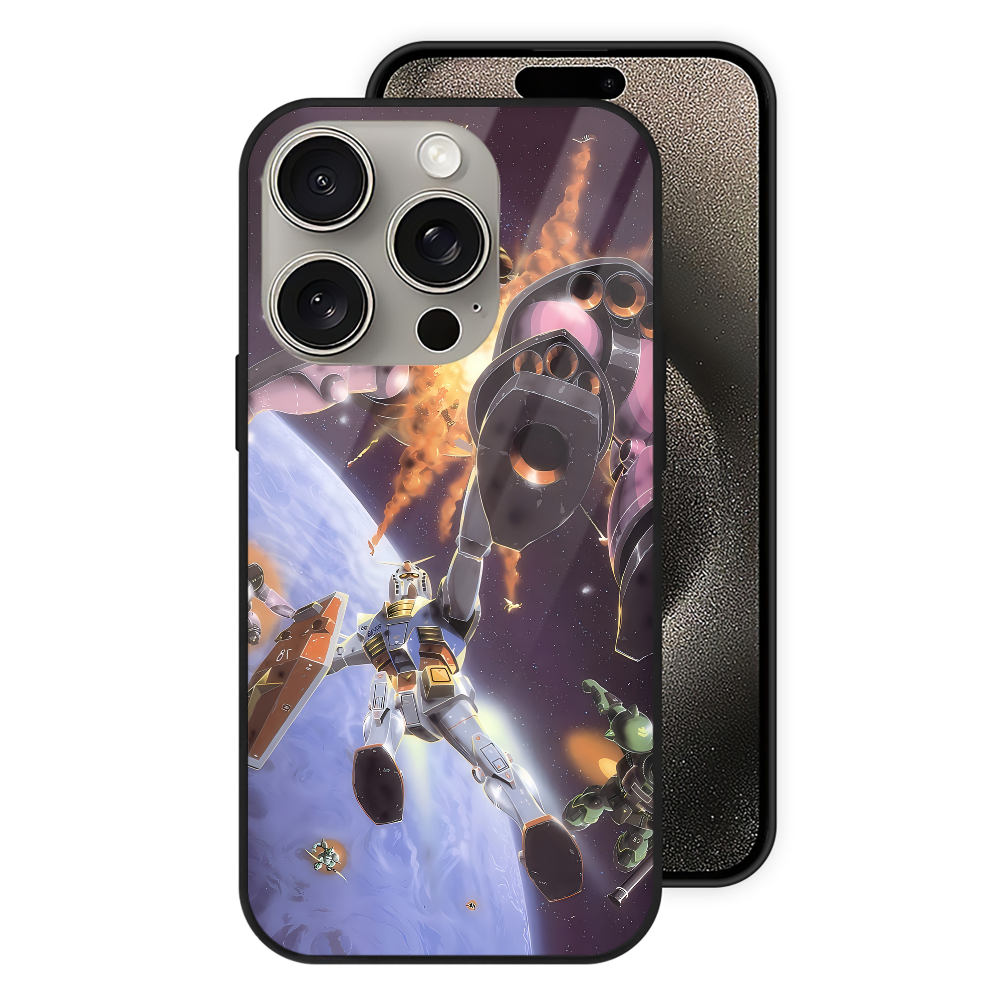（画像用） 機動戦士ガンダム Mobile Suit Gundam 【iPhone15Pro対応】スマホケース 耐衝撃＆黄変防止 背面ガラス