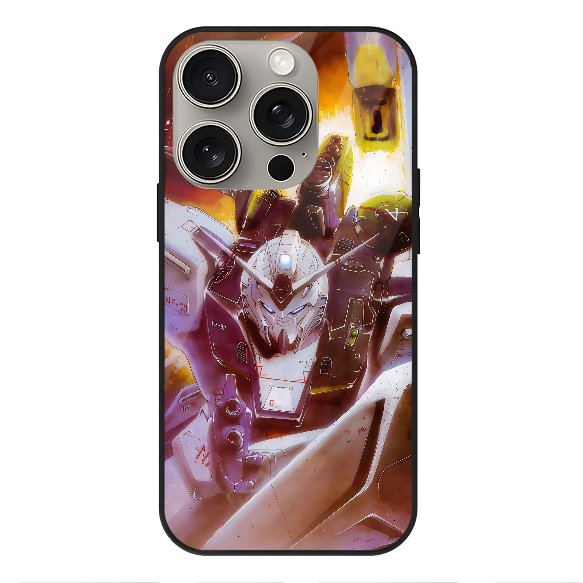 （画像用） 機動戦士ガンダム Mobile Suit Gundam 【iPhone15Pro対応】スマホケース 耐衝撃＆黄変防止 背面ガラス