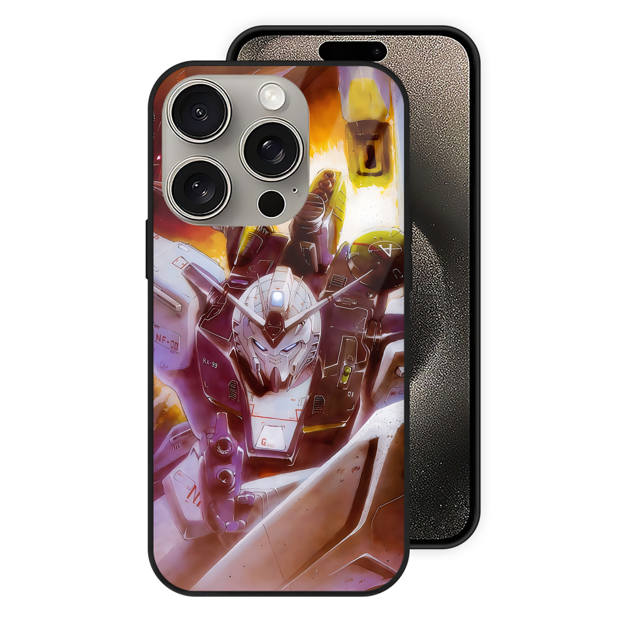 （画像用） 機動戦士ガンダム Mobile Suit Gundam 【iPhone15Pro対応】スマホケース 耐衝撃＆黄変防止 背面ガラス