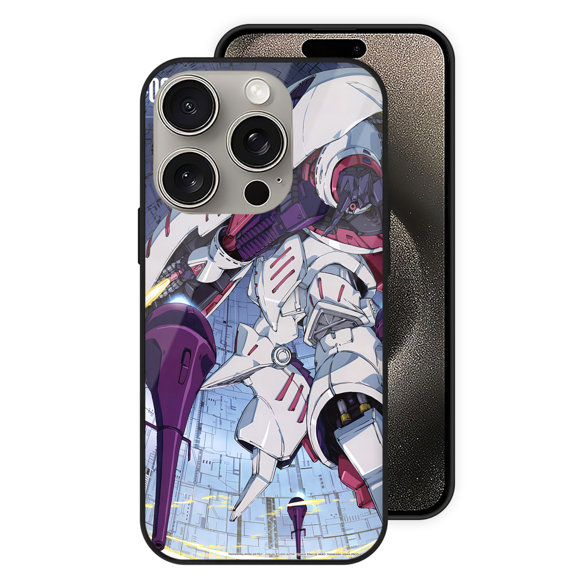 （画像用） 機動戦士ガンダム Mobile Suit Gundam 【iPhone15Pro対応】スマホケース 耐衝撃＆黄変防止 背面ガラス