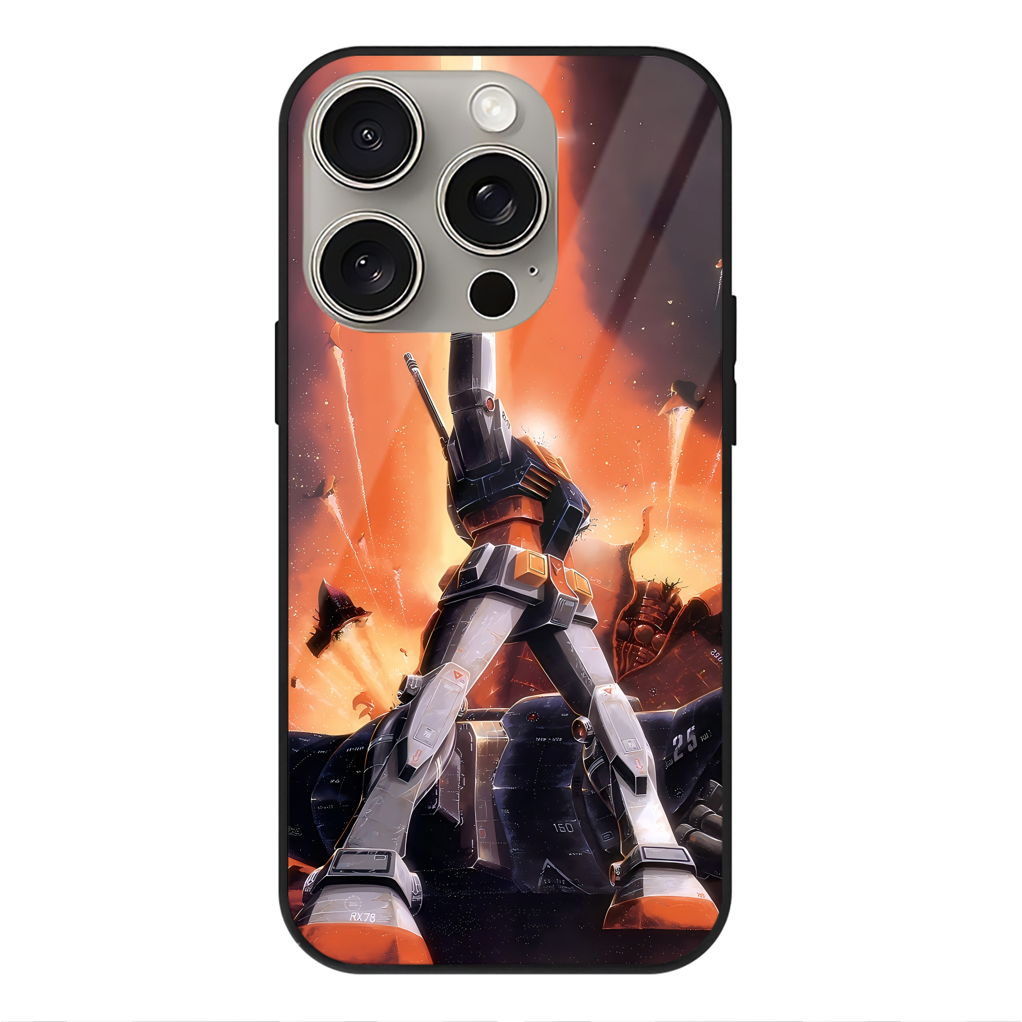 （画像用） 機動戦士ガンダム Mobile Suit Gundam 【iPhone15Pro対応】スマホケース 耐衝撃＆黄変防止 背面ガラス