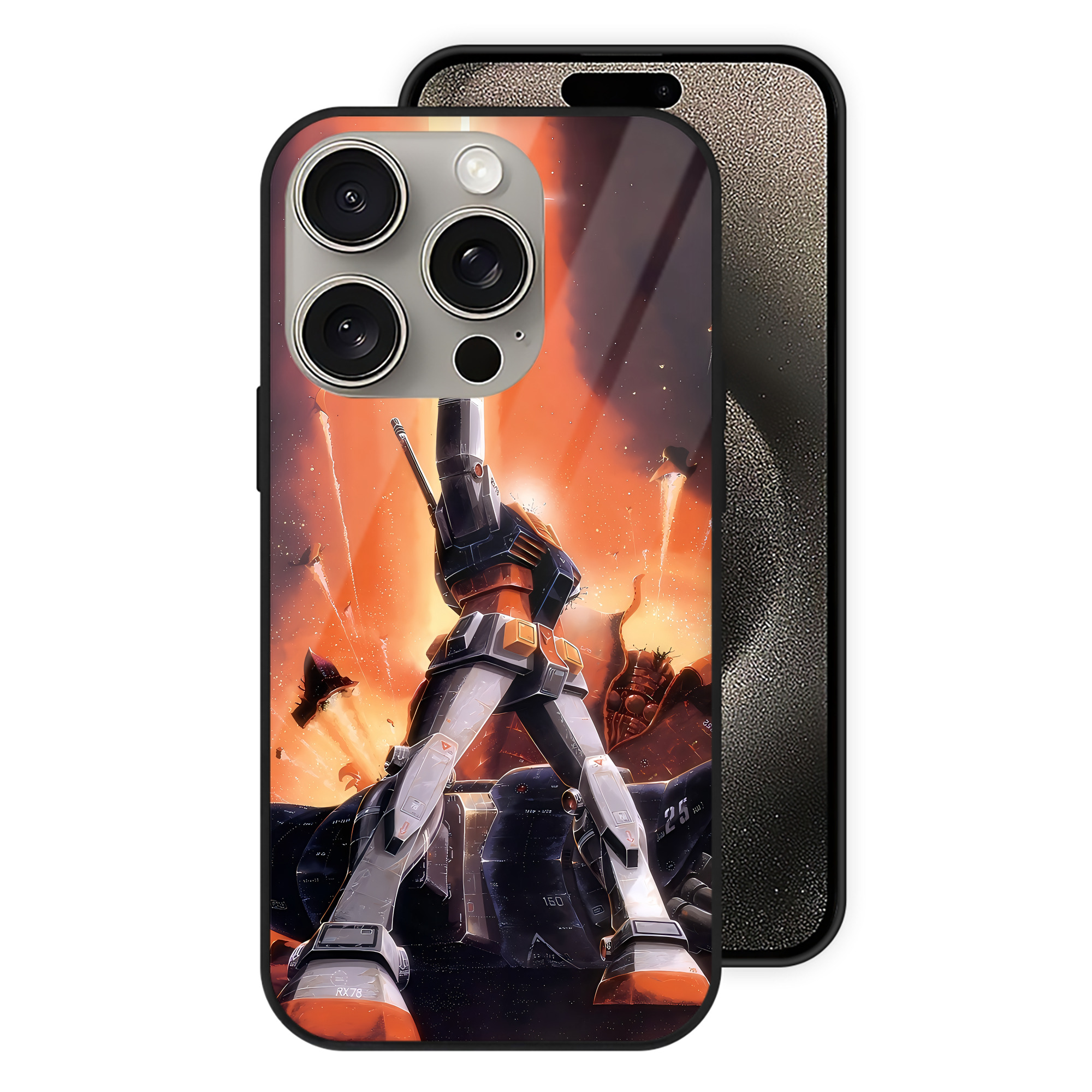 （画像用） 機動戦士ガンダム Mobile Suit Gundam 【iPhone15Pro対応】スマホケース 耐衝撃＆黄変防止 背面ガラス