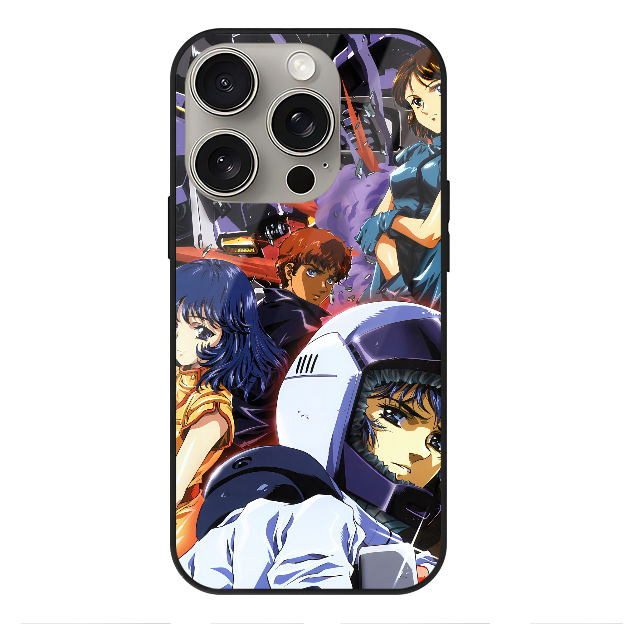 （画像用） 機動戦士ガンダム Mobile Suit Gundam 【iPhone15Pro対応】スマホケース 耐衝撃＆黄変防止 背面ガラス