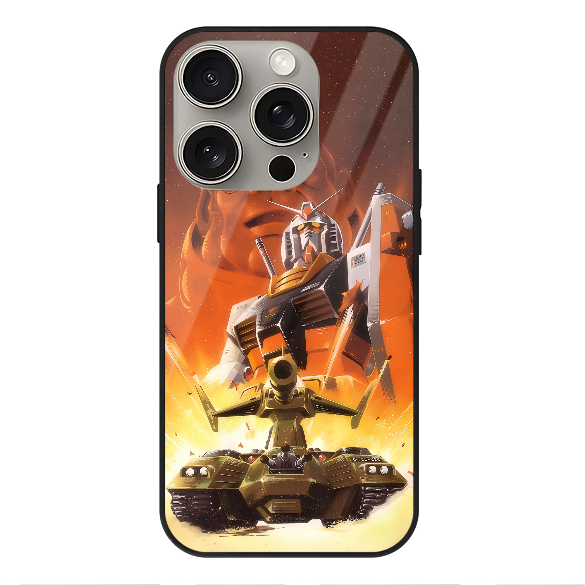 （画像用） 機動戦士ガンダム Mobile Suit Gundam 【iPhone15Pro対応】スマホケース 耐衝撃＆黄変防止 背面ガラス