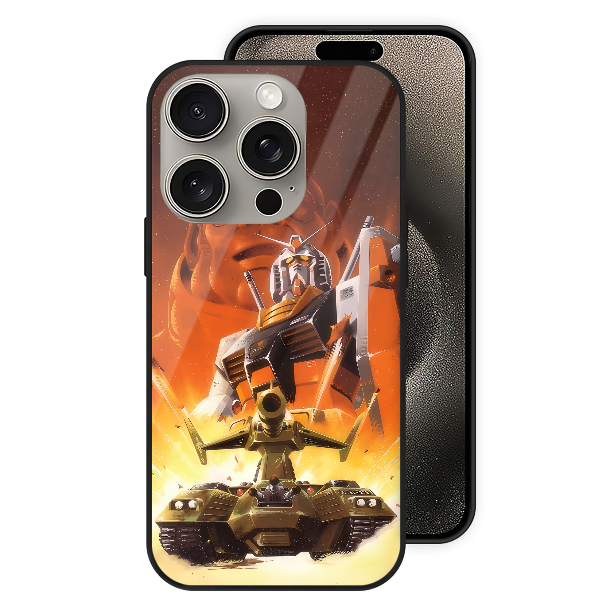 （画像用） 機動戦士ガンダム Mobile Suit Gundam 【iPhone15Pro対応】スマホケース 耐衝撃＆黄変防止 背面ガラス