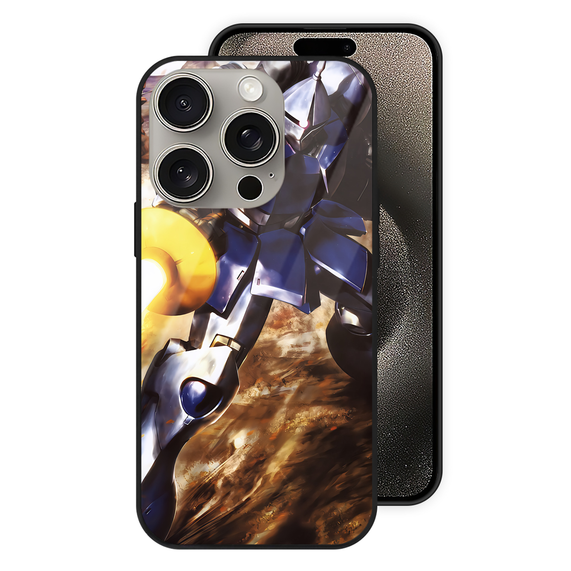 （画像用） 機動戦士ガンダム Mobile Suit Gundam 【iPhone15Pro対応】スマホケース 耐衝撃＆黄変防止 背面ガラス