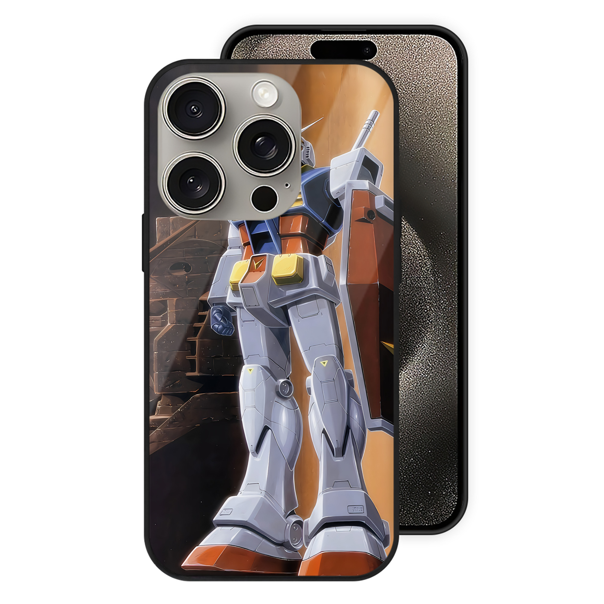 （画像用） 機動戦士ガンダム Mobile Suit Gundam 【iPhone15Pro対応】スマホケース 耐衝撃＆黄変防止 背面ガラス