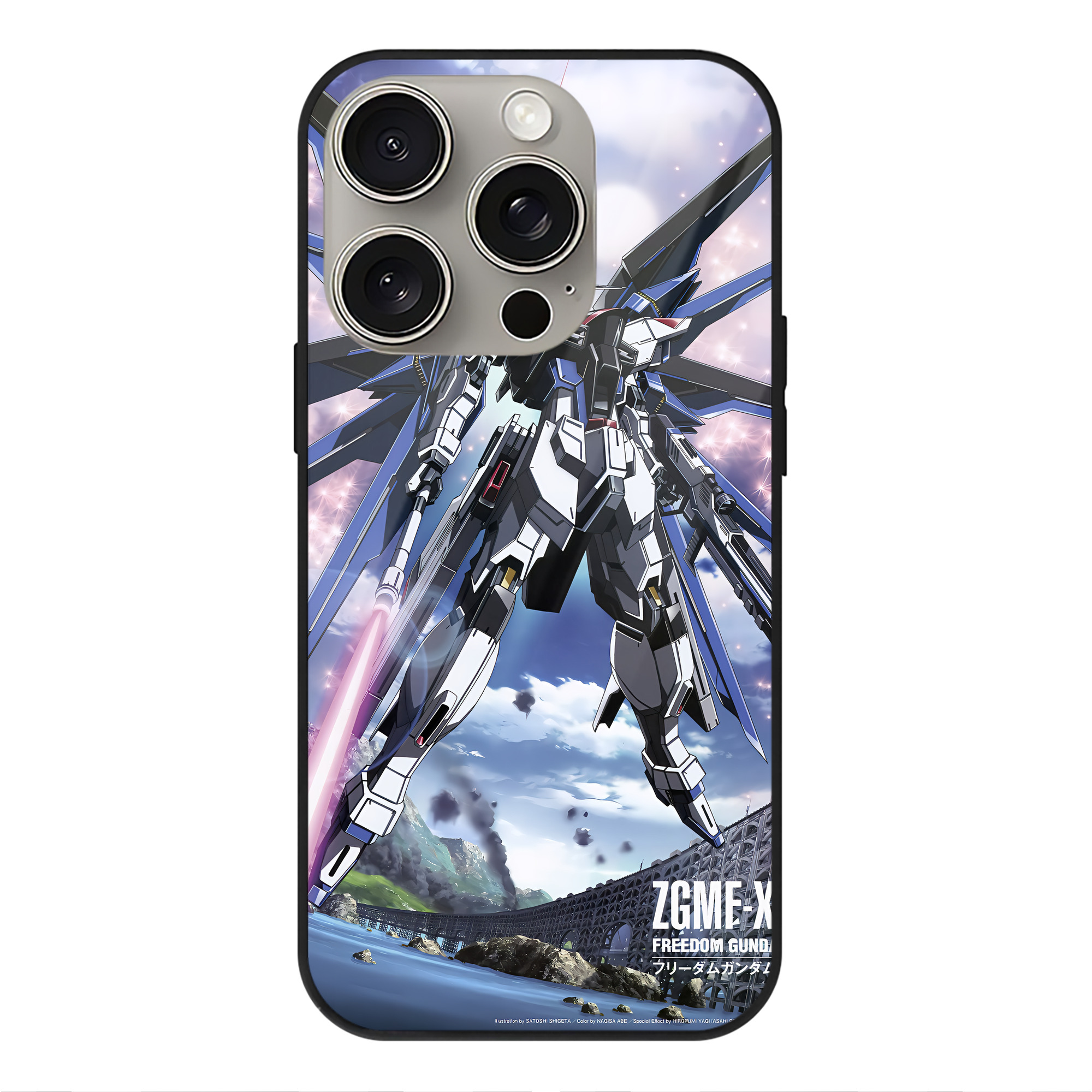 （画像用） 機動戦士ガンダム Mobile Suit Gundam 【iPhone15Pro対応】スマホケース 耐衝撃＆黄変防止 背面ガラス