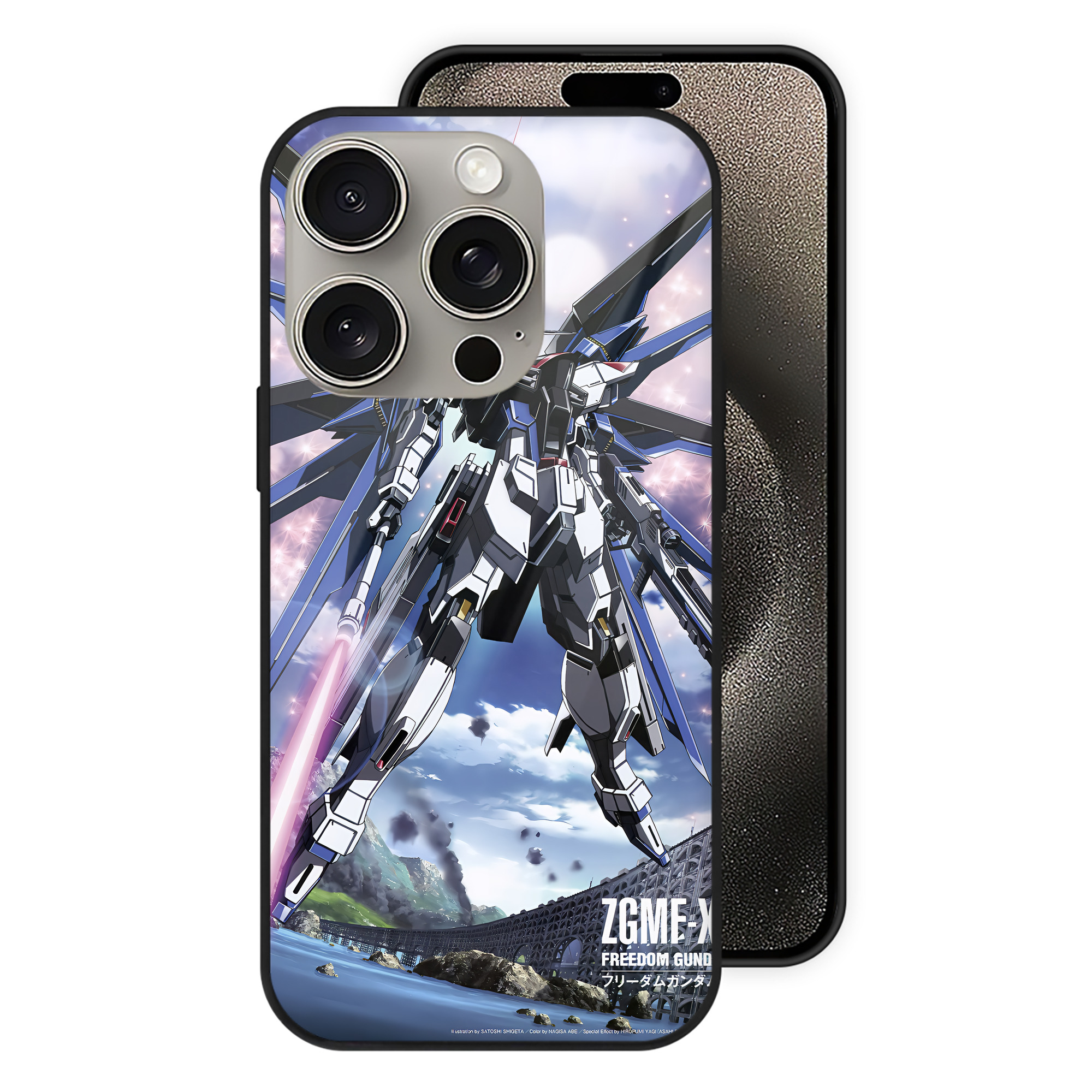 （画像用） 機動戦士ガンダム Mobile Suit Gundam 【iPhone15Pro対応】スマホケース 耐衝撃＆黄変防止 背面ガラス